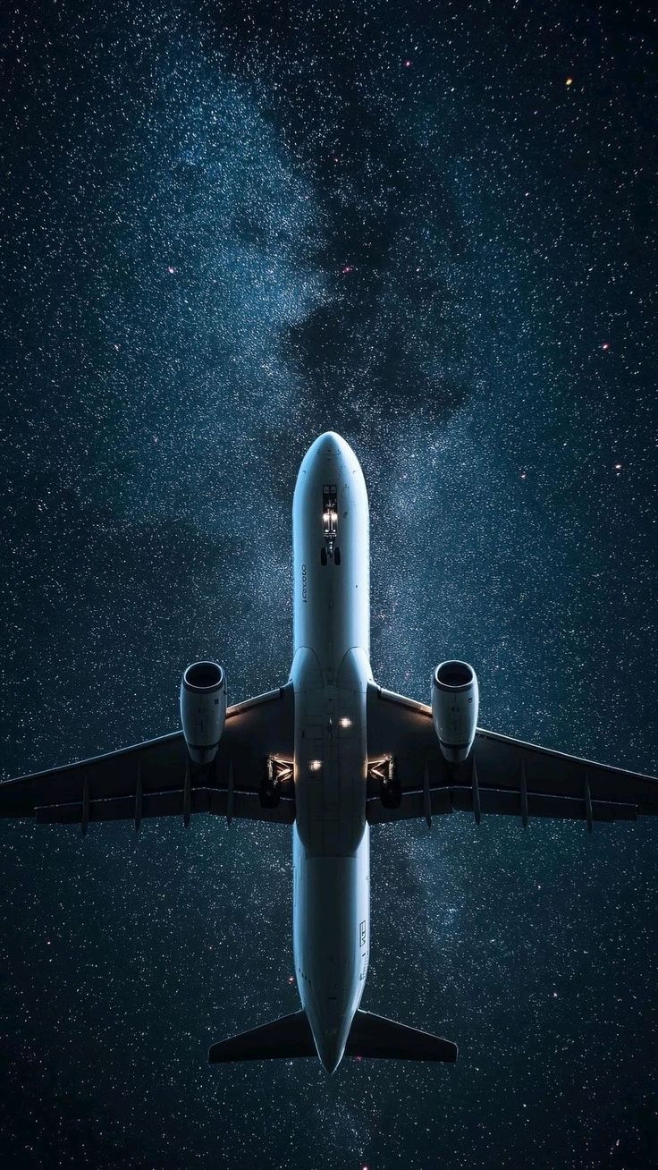 736x1308 Night Sky Adventure Plane Wallpaper 10bit Colour