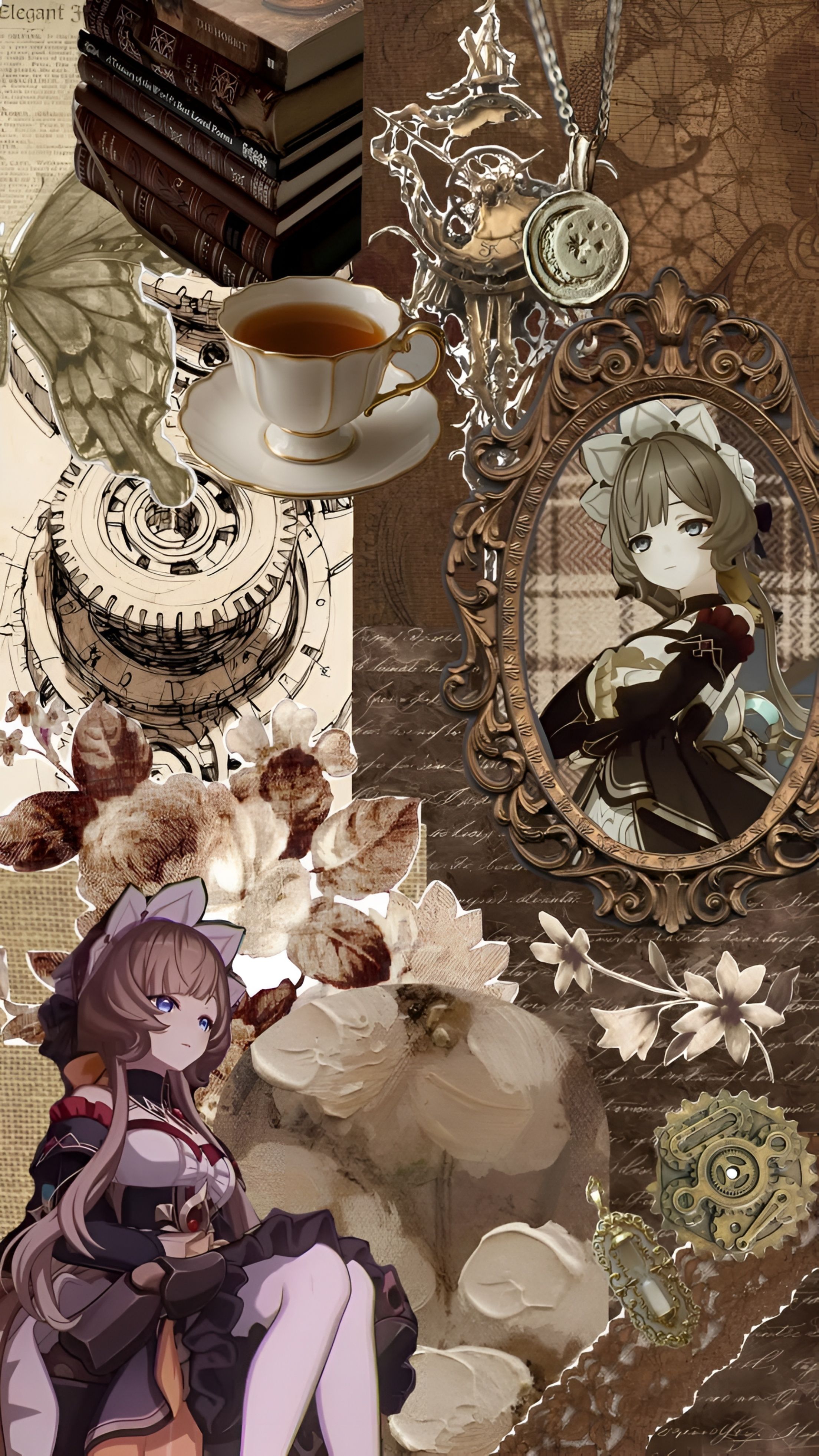 2208x3924 Sandrone Genshin Impact Aesthetic Moodboard Wallpaperx3924