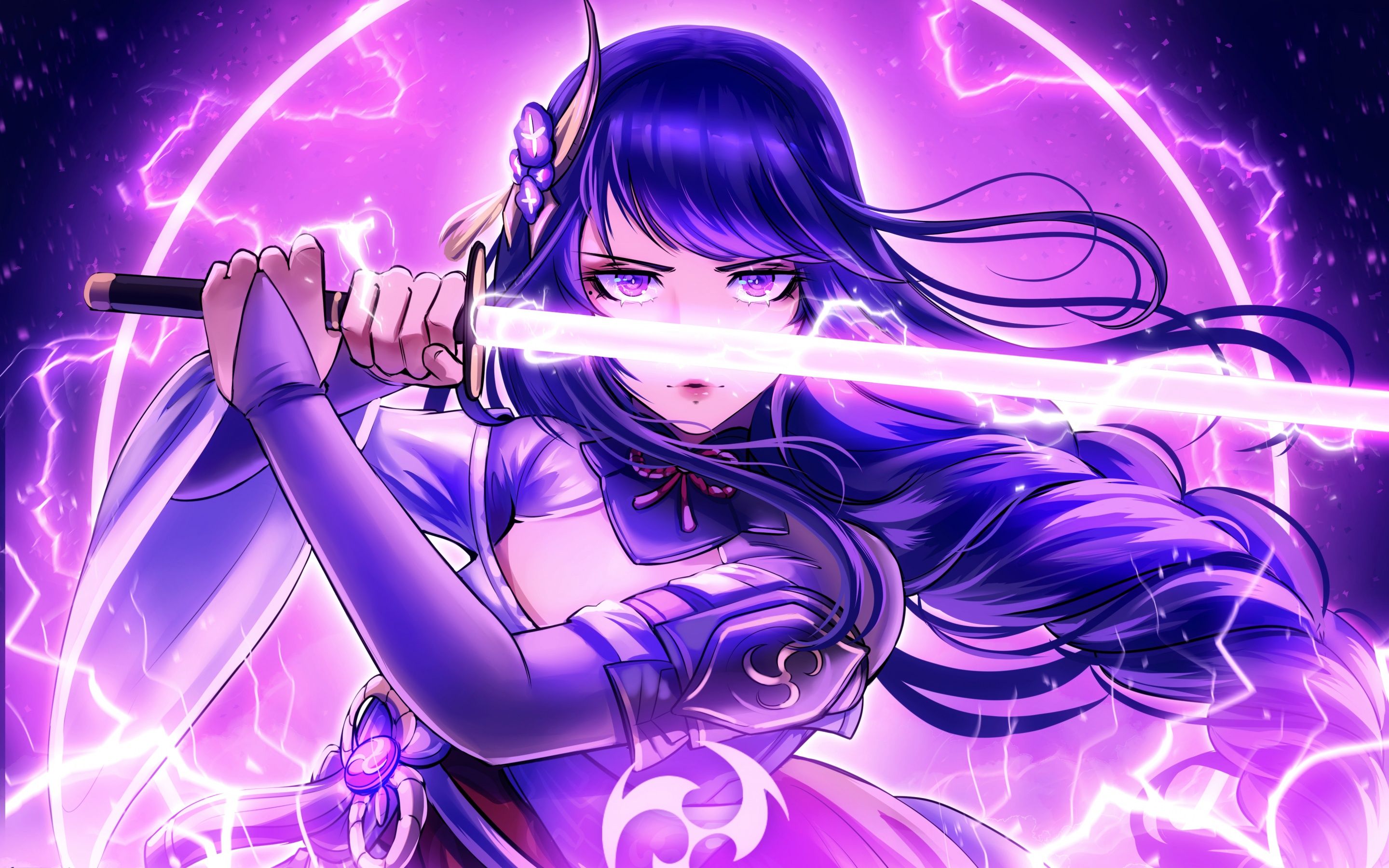2880x1800 Baal Raiden Shogun Wallpaper 4K, Purple aesthetic, Genshin Impact