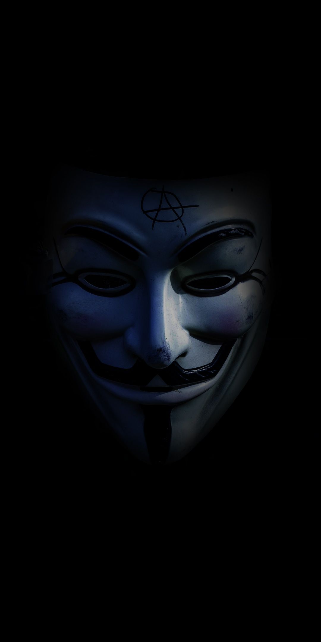 1080x2160 Anonymous Wallpaper 4K, Dark background, Mask, AMOLED