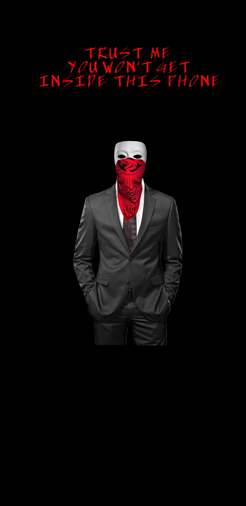 800x1644 Anonymous, anonymous, bandana, black, black lockscreen, lockscreen, no trespassing, HD phone wallpaper