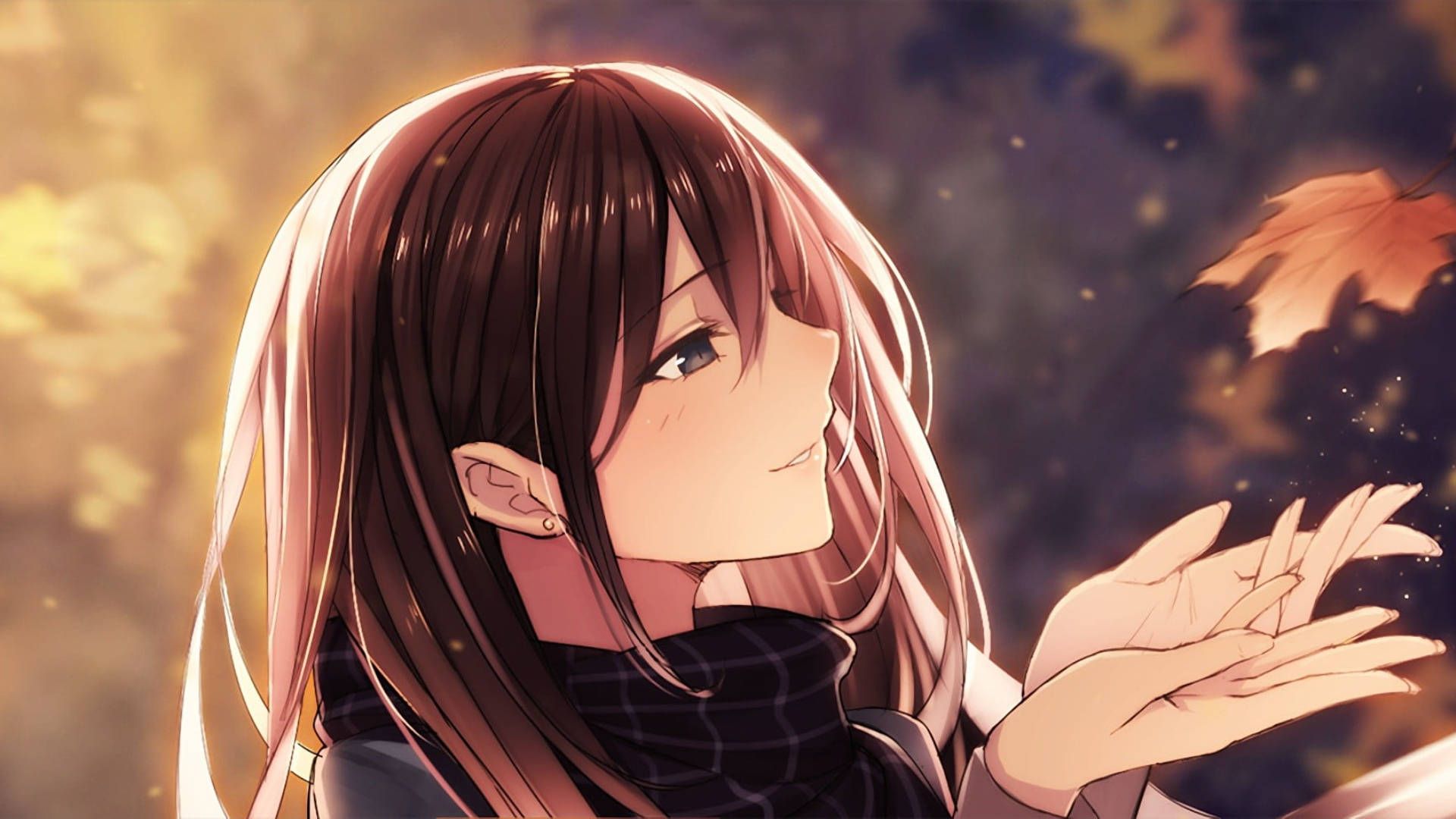 1920x1080 Download Autumn MacBook Anime Girl Wallpaper