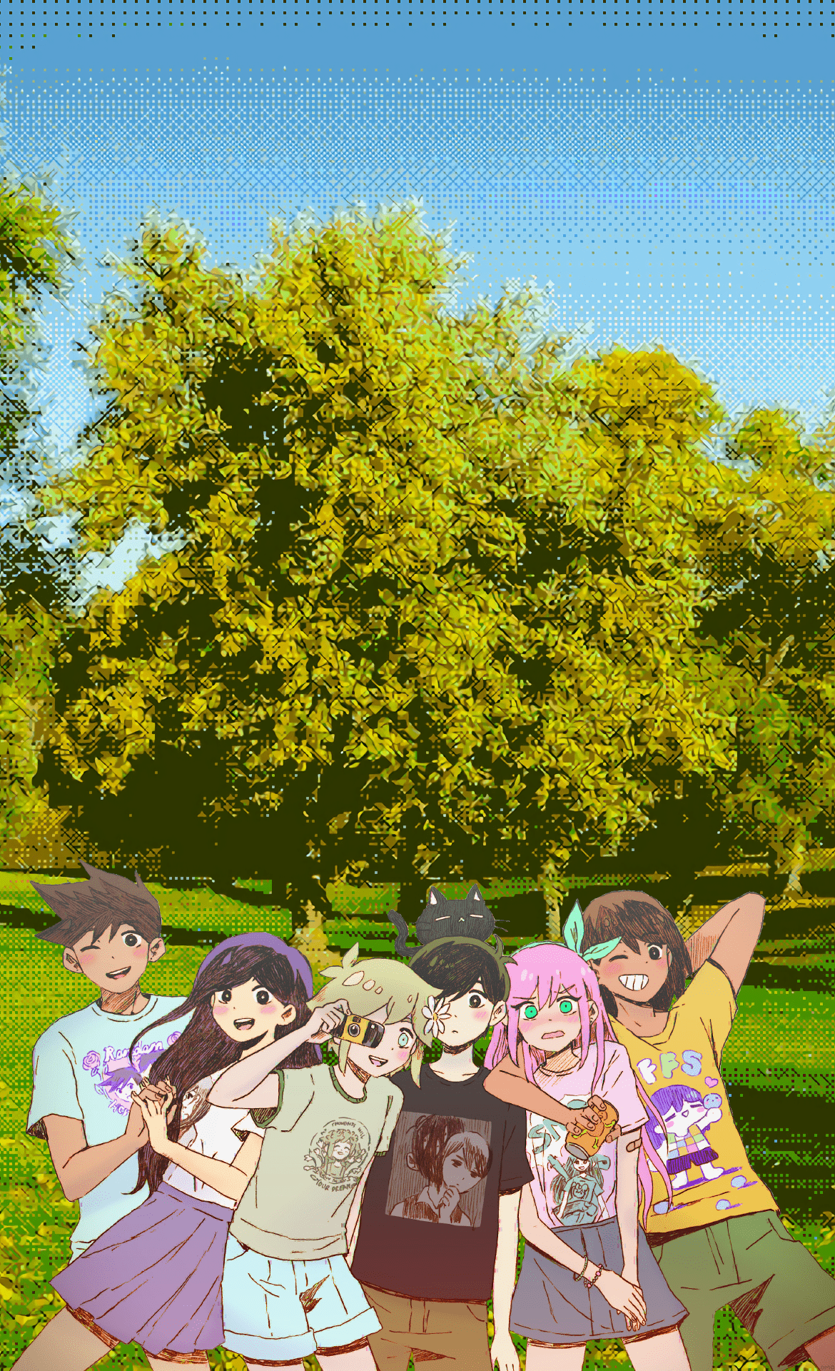 1170x1920 Made a wallpaper, just used the omocat store image, cropped our gang, and then put them on one of the nicer battle background that I ai upscaled