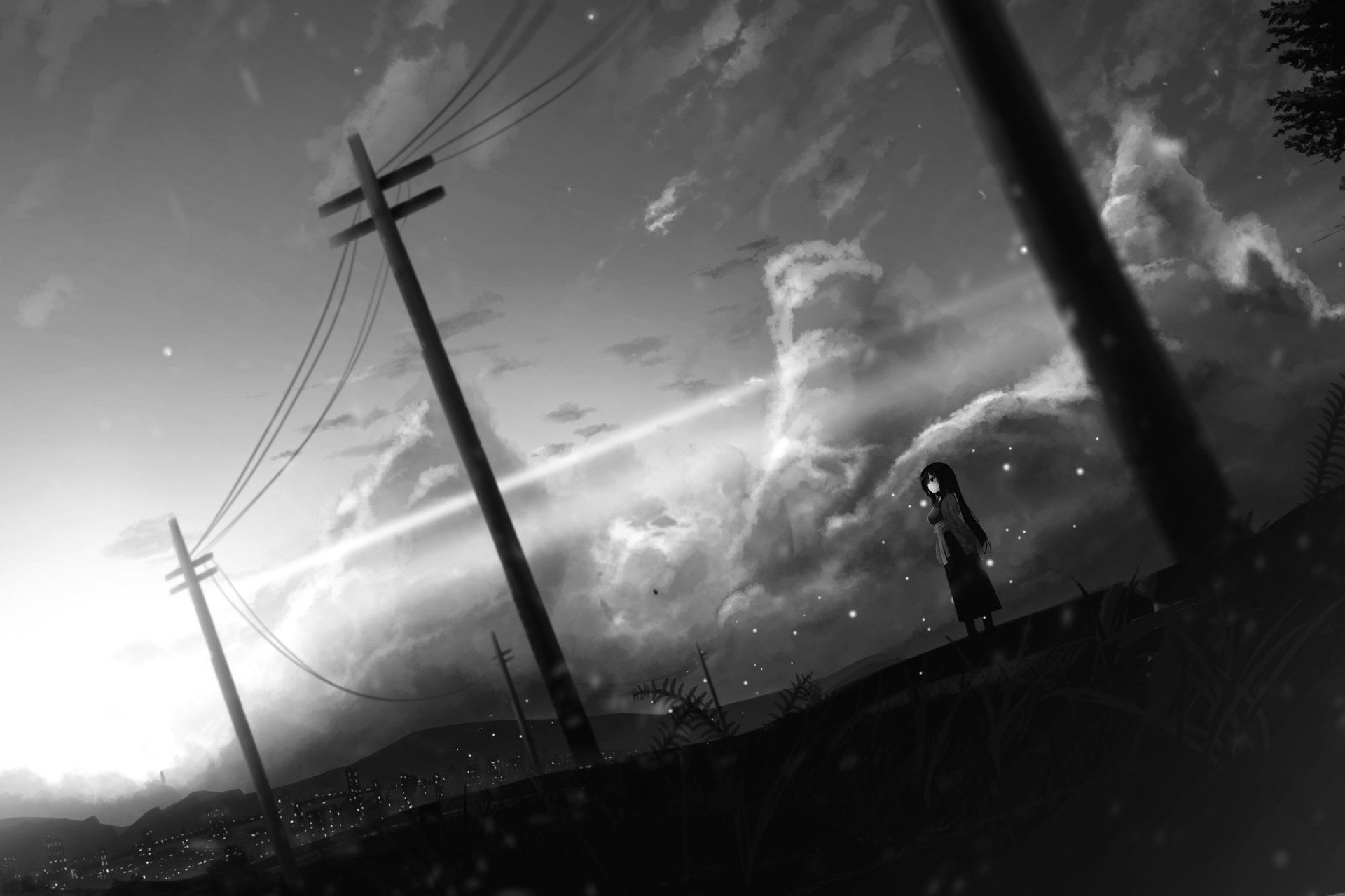 1920x1280 Monochrome Anime Original: HD Twilight Reverie Wallpaperx2000