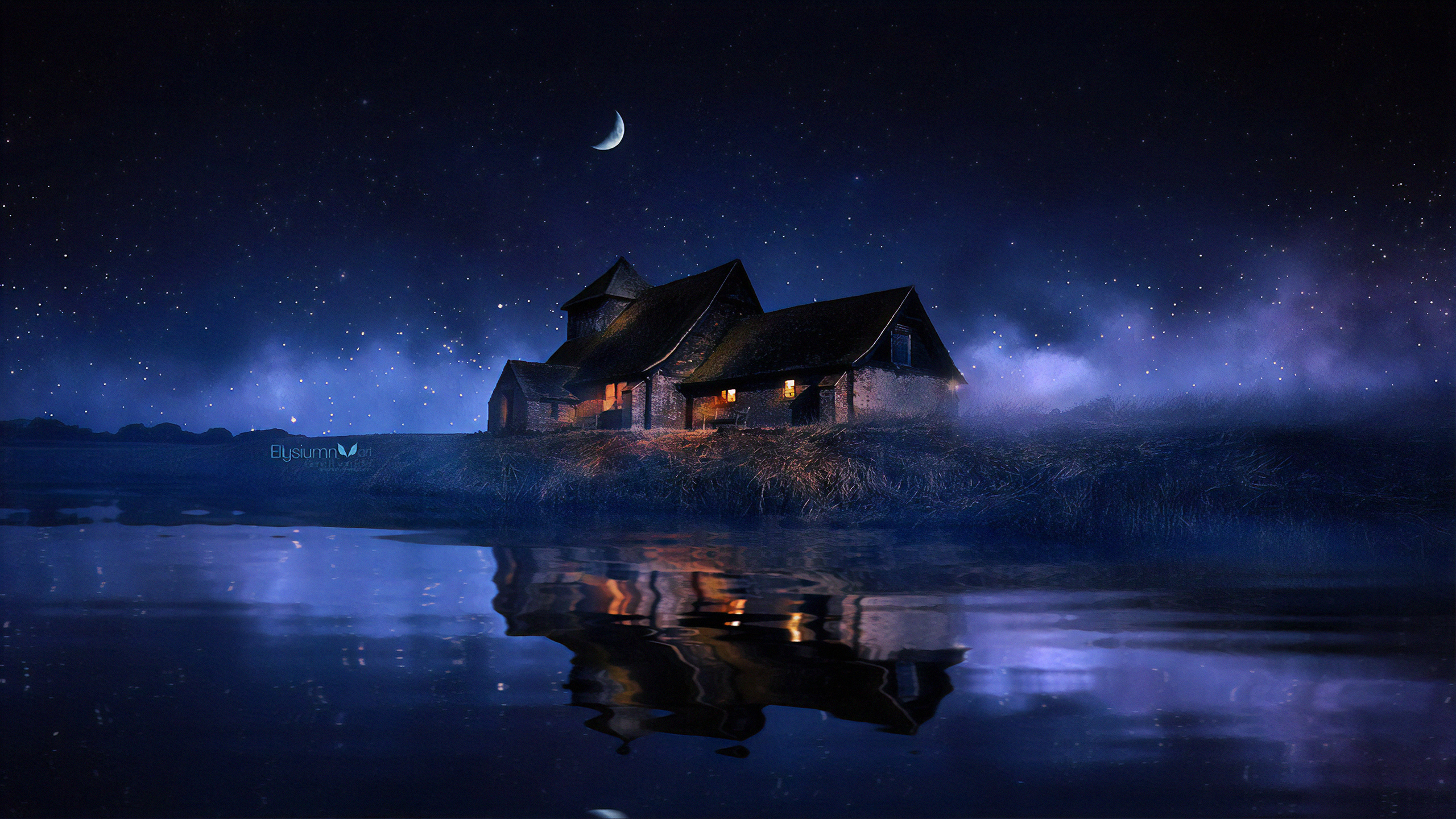 2560x1440 House Reflected in the Lake Wallpaper, HD Nature 4K Wallpaper, Image and Background