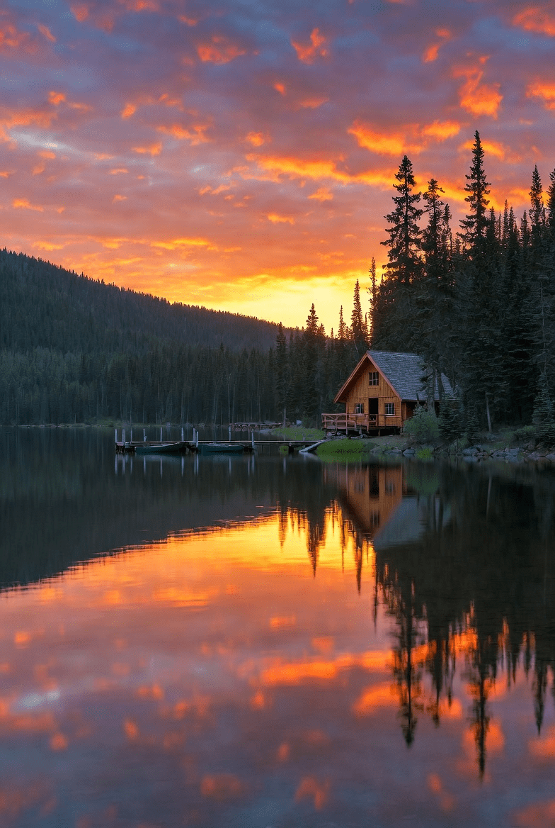 784x1168 Cabin by the Lake Wallpaper