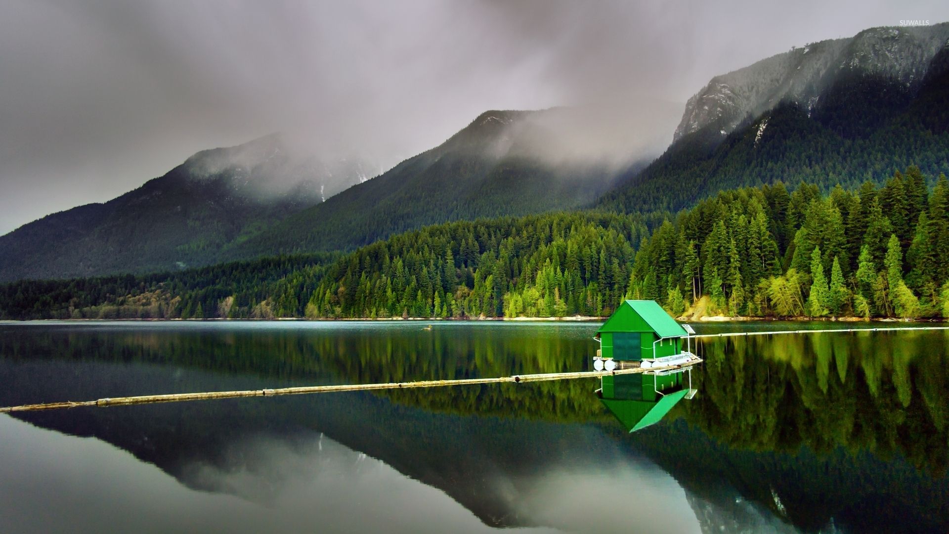 1920x1080 Green house on the lake wallpaper wallpaper