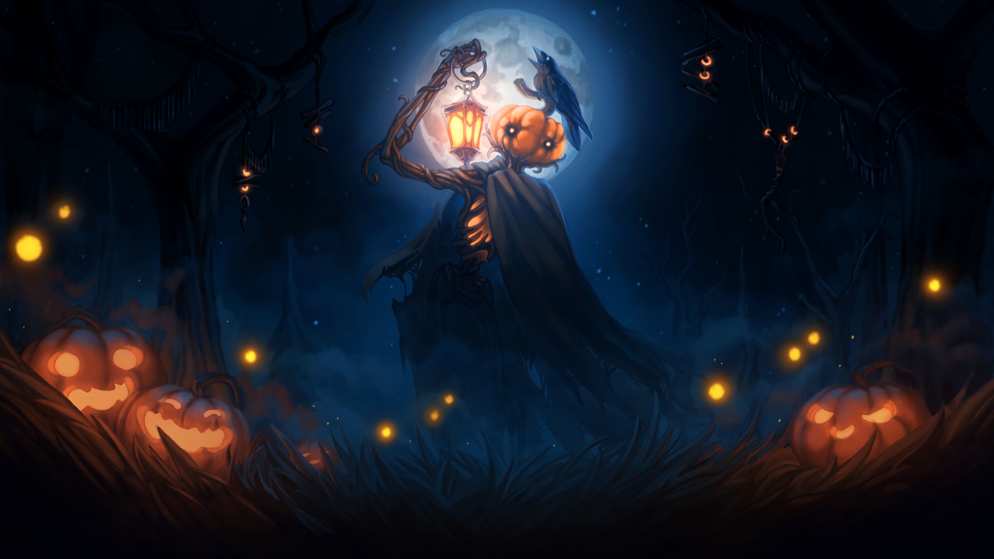 3840x2160 Pumpkin Head Halloween Wallpaper 4K HD PC i