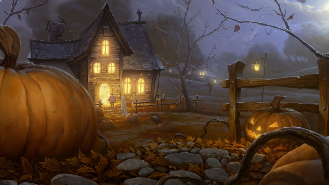 1366x768 Trick or treating Halloween Autumn Fall 4K UHD Wallpaper for UltraHD Desktop and TV : Smartphone and Tablet Devices