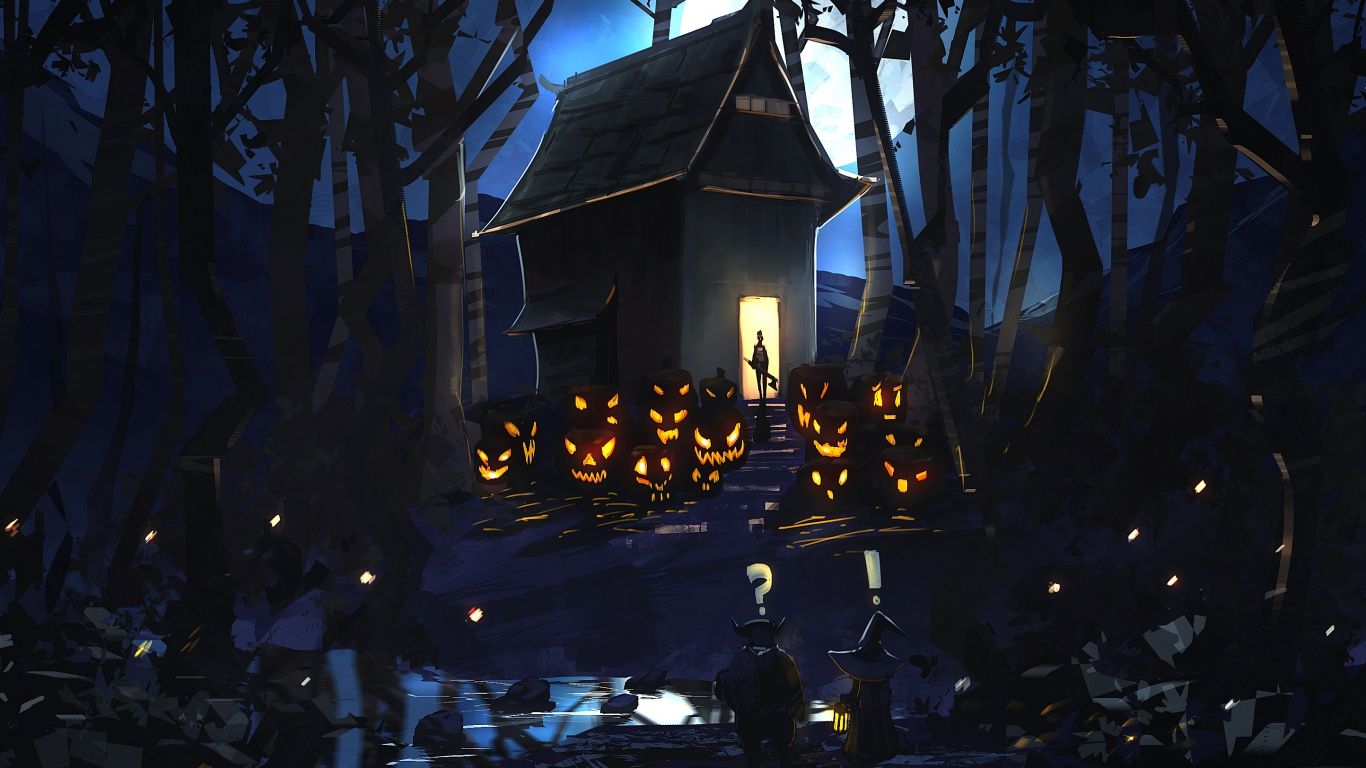 1366x768 Halloween Drawing 4K UHD Wallpaper for UltraHD Desktop and TV : Dual Monitor : Smartphone and Tablet Devices