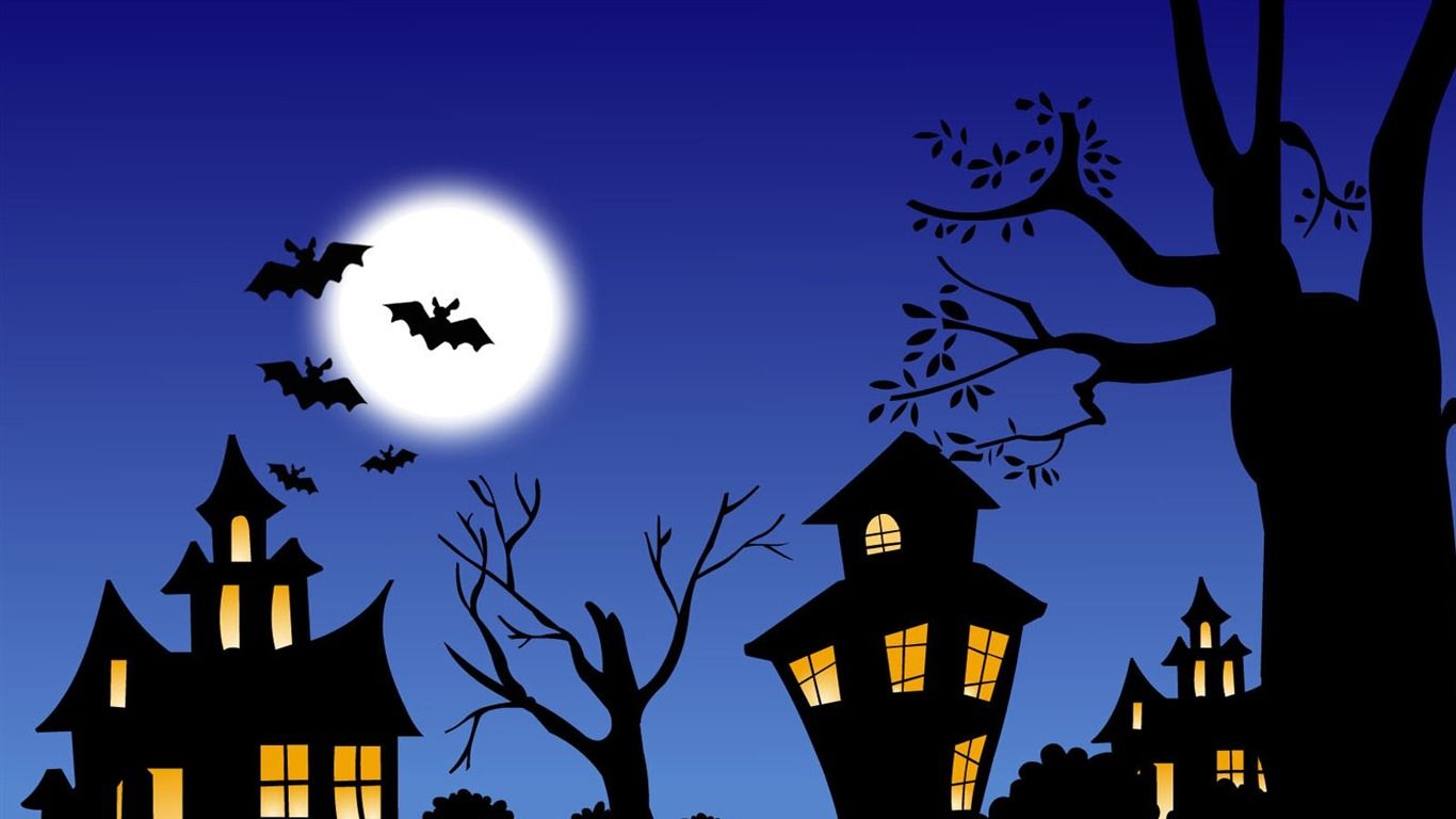 1366x768 Halloween Night Happy Halloween Illustration Design Wallpaper 01