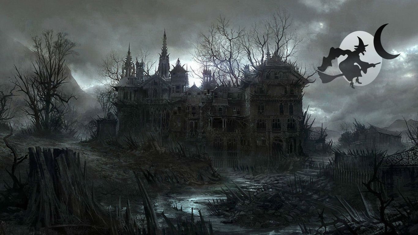 1366x768 Halloween Witch Background Wallpaper 34793