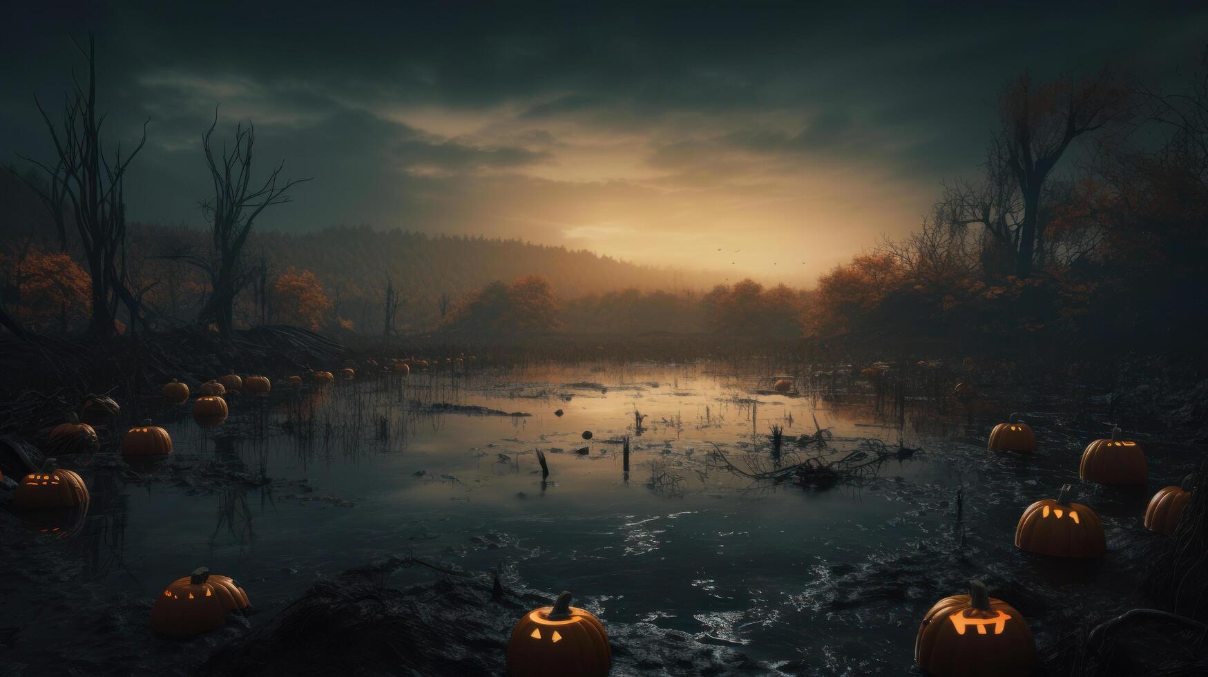 1749x980 Halloween spooky background. Illustration