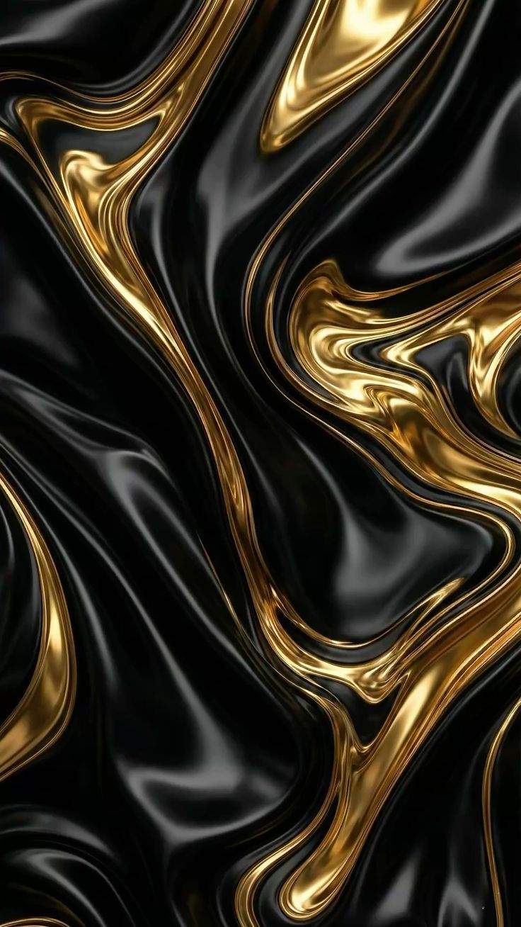 736x1308 Liquid Gold & Black Silk Wallpaper