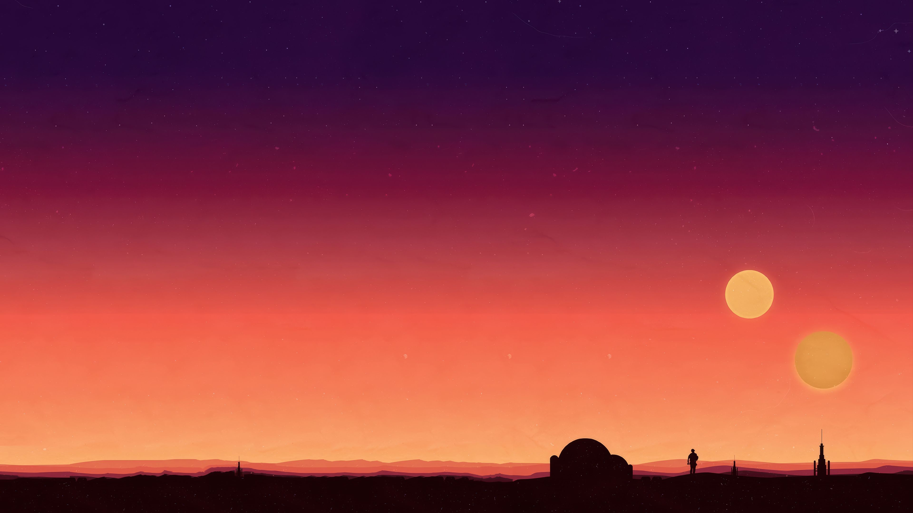 3840x2160 Minimalist Tatooine: 4K Ultra HD Star Wars Wallpaperx2160