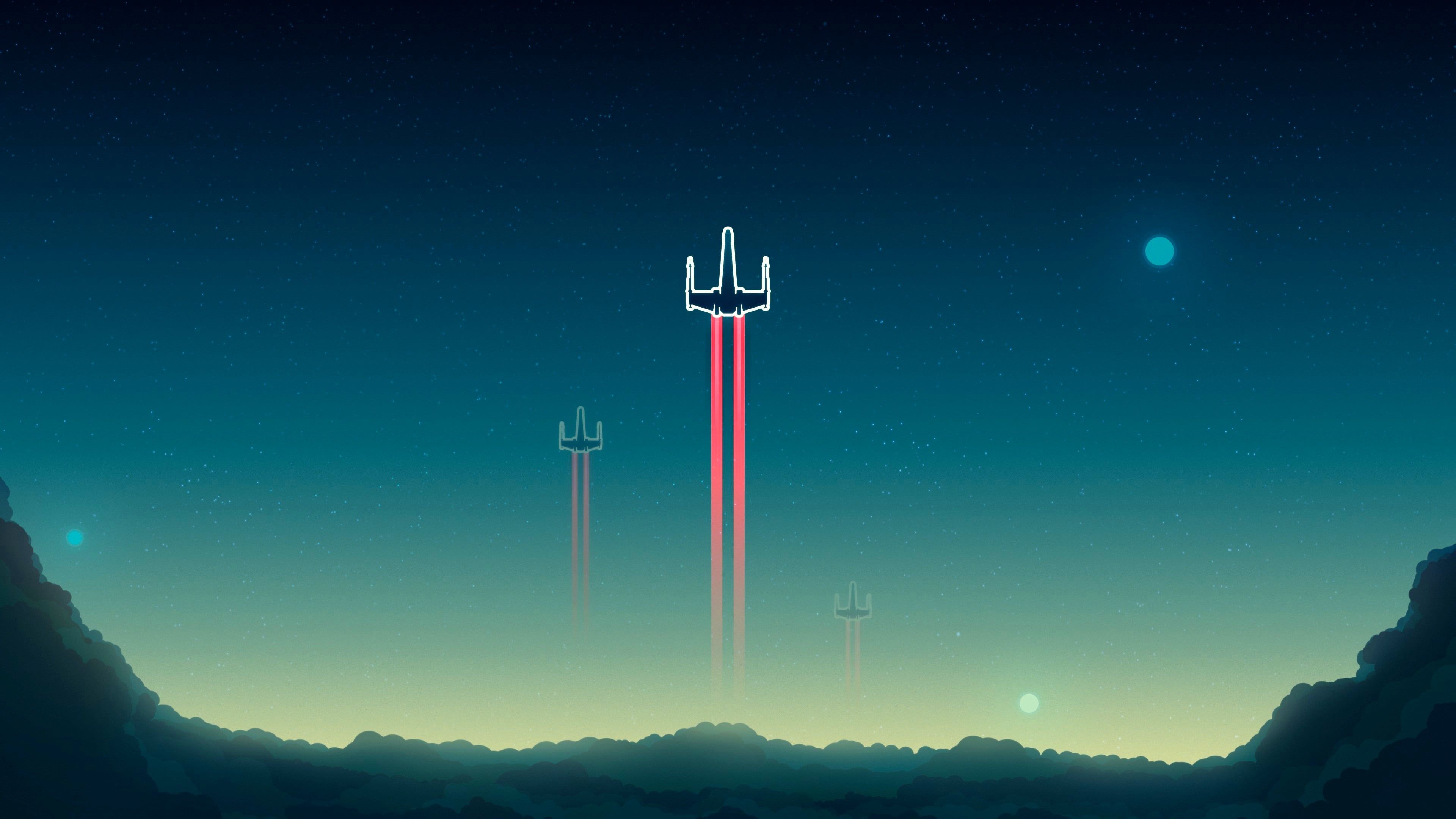 3840x2160 Starfighter Star Wars Minimalist Wallpaper 4K for Desktop