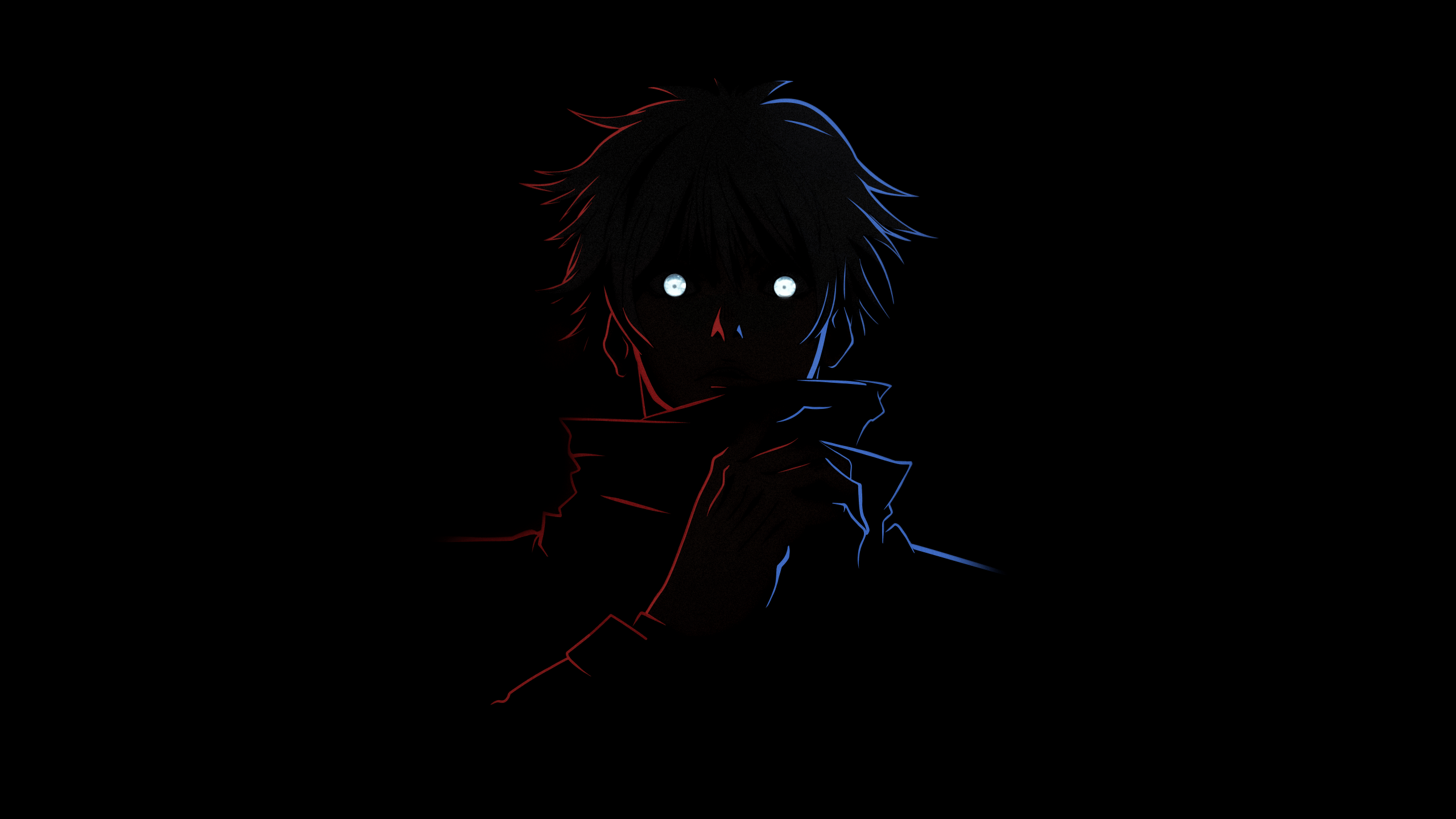 2560x1440 Satoru Gojo Minimalist Black background 8K