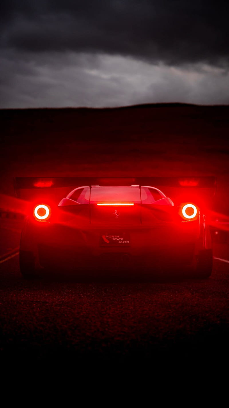 800x1422 Devil eyes, ferrari, red, car, supercar, sports, america, gt, lights, HD phone wallpaper
