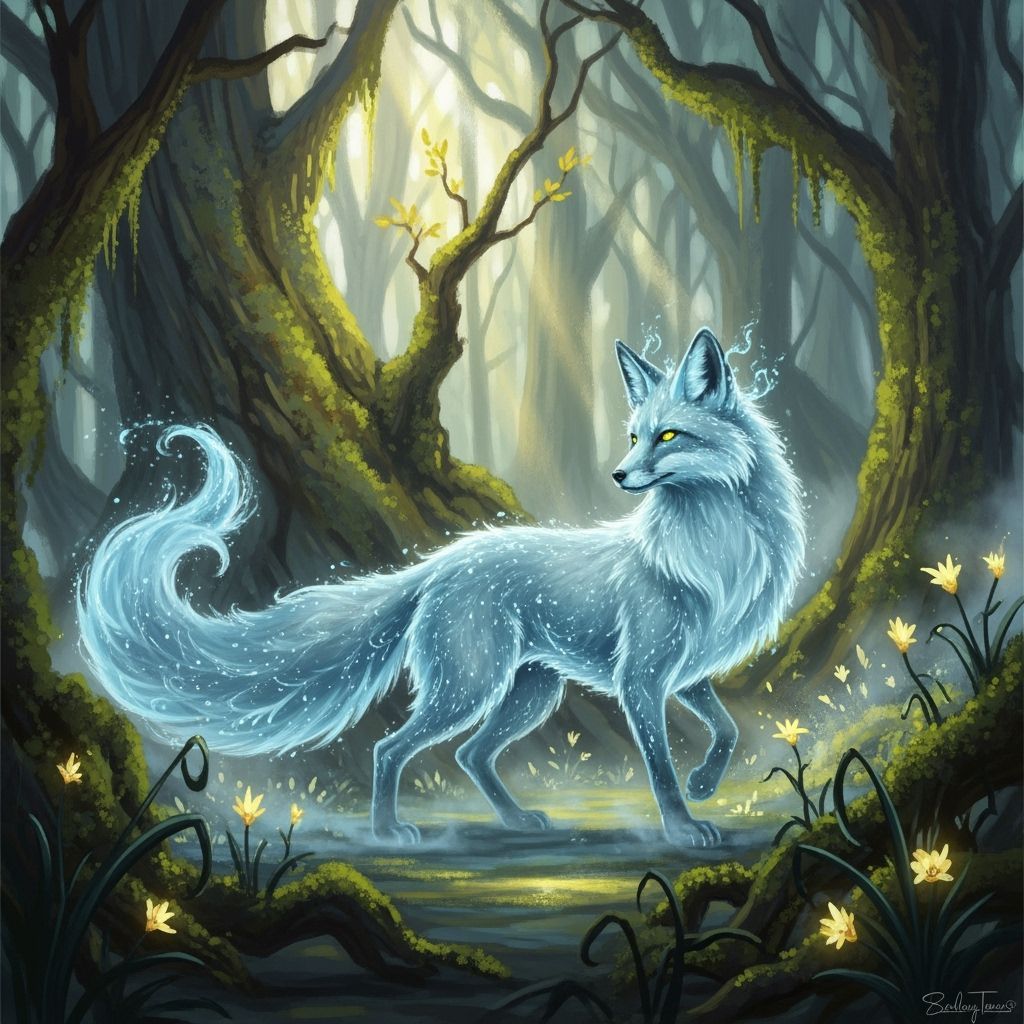1024x1024 Blue. The majestic water fox Water Fox Spirit