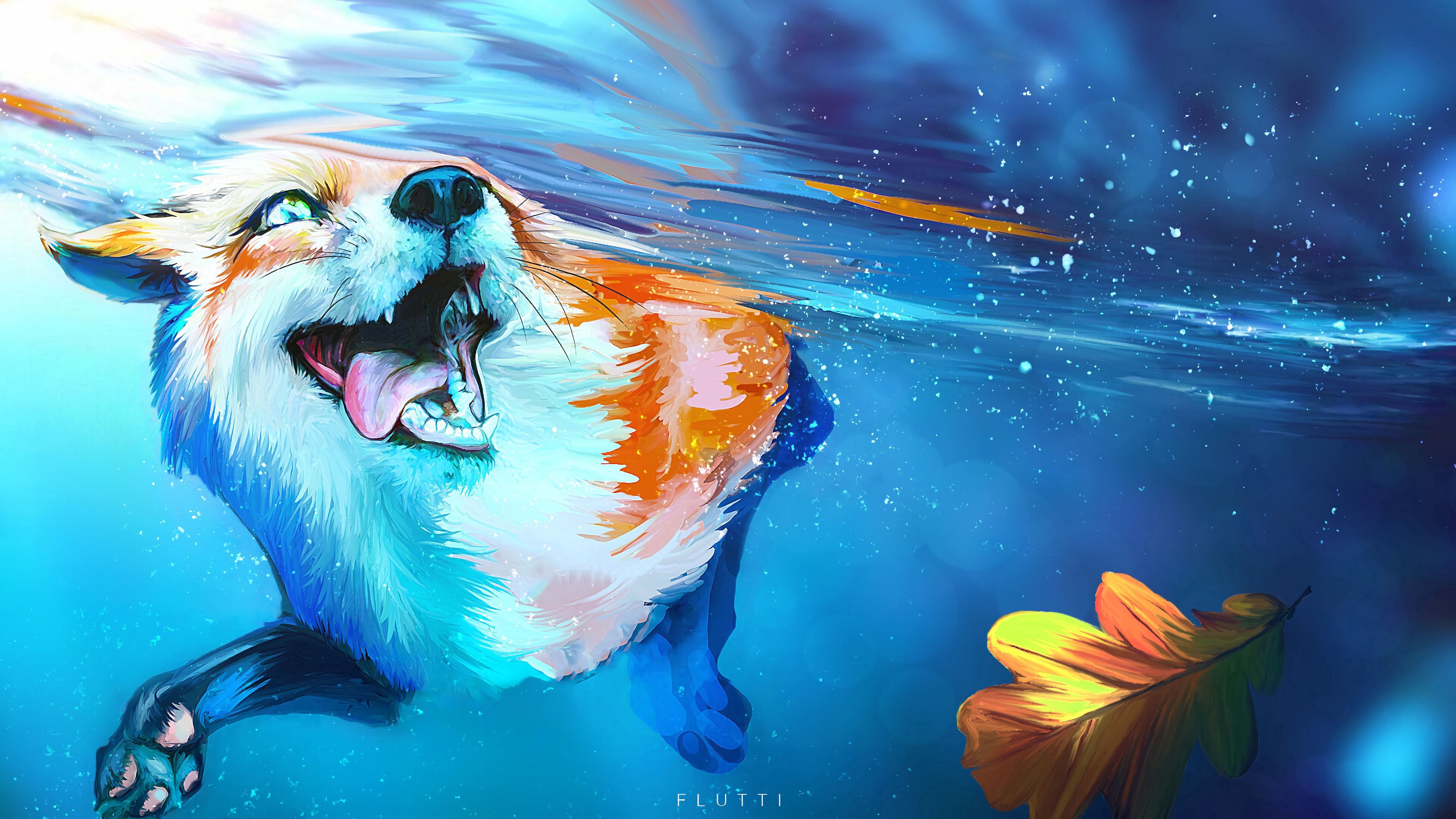 3840x2160 Phone wallpaper: Sea, Under Water, Bounce, Animals, Underwater, Tiger, Jump, Hunting, Hunt 117972