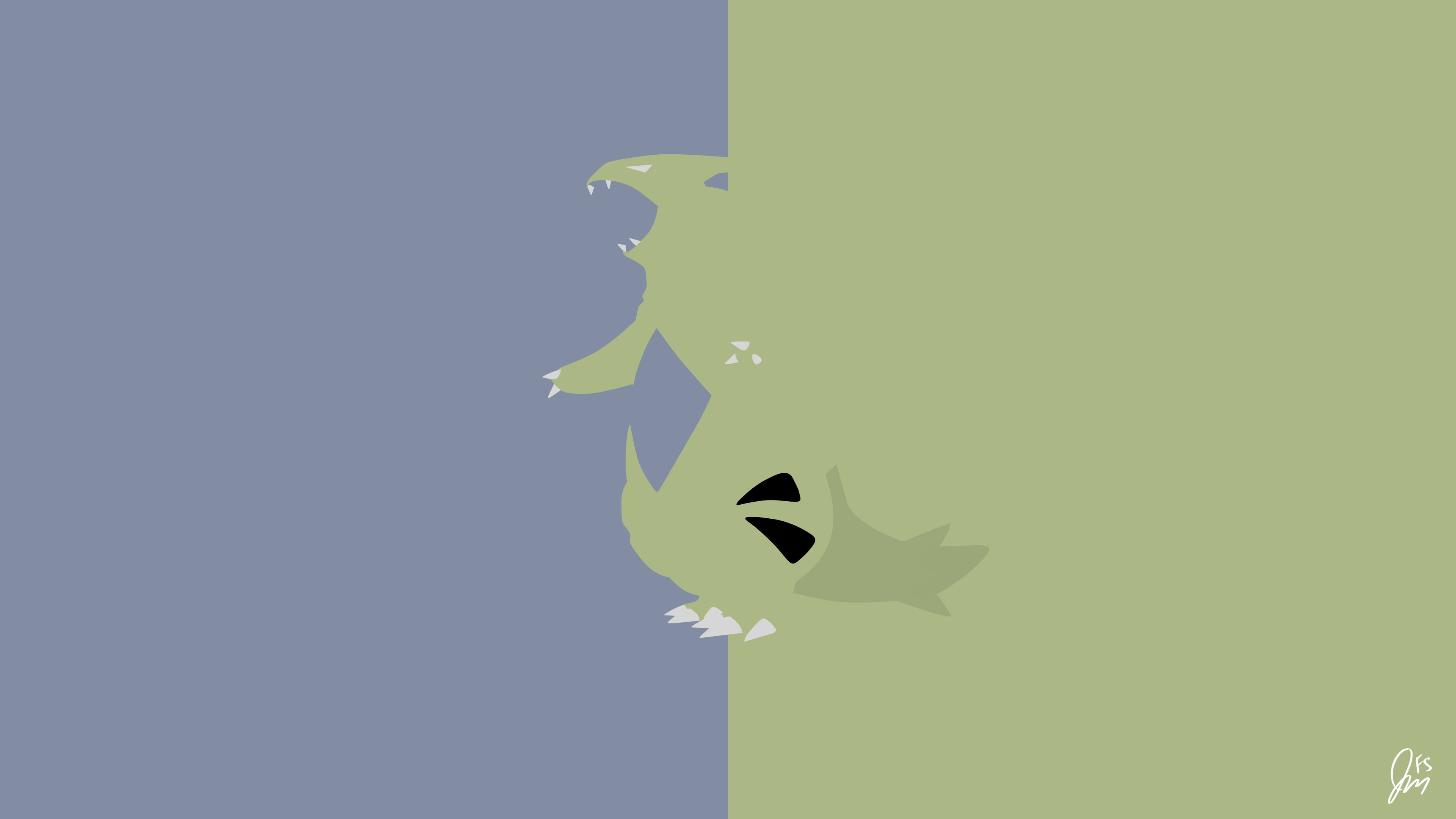 3840x2160 Grey and green Digimon wallpaper, Pokémon, Tyranitar, Pokemon Second Generation, minimalism HD wallpaper