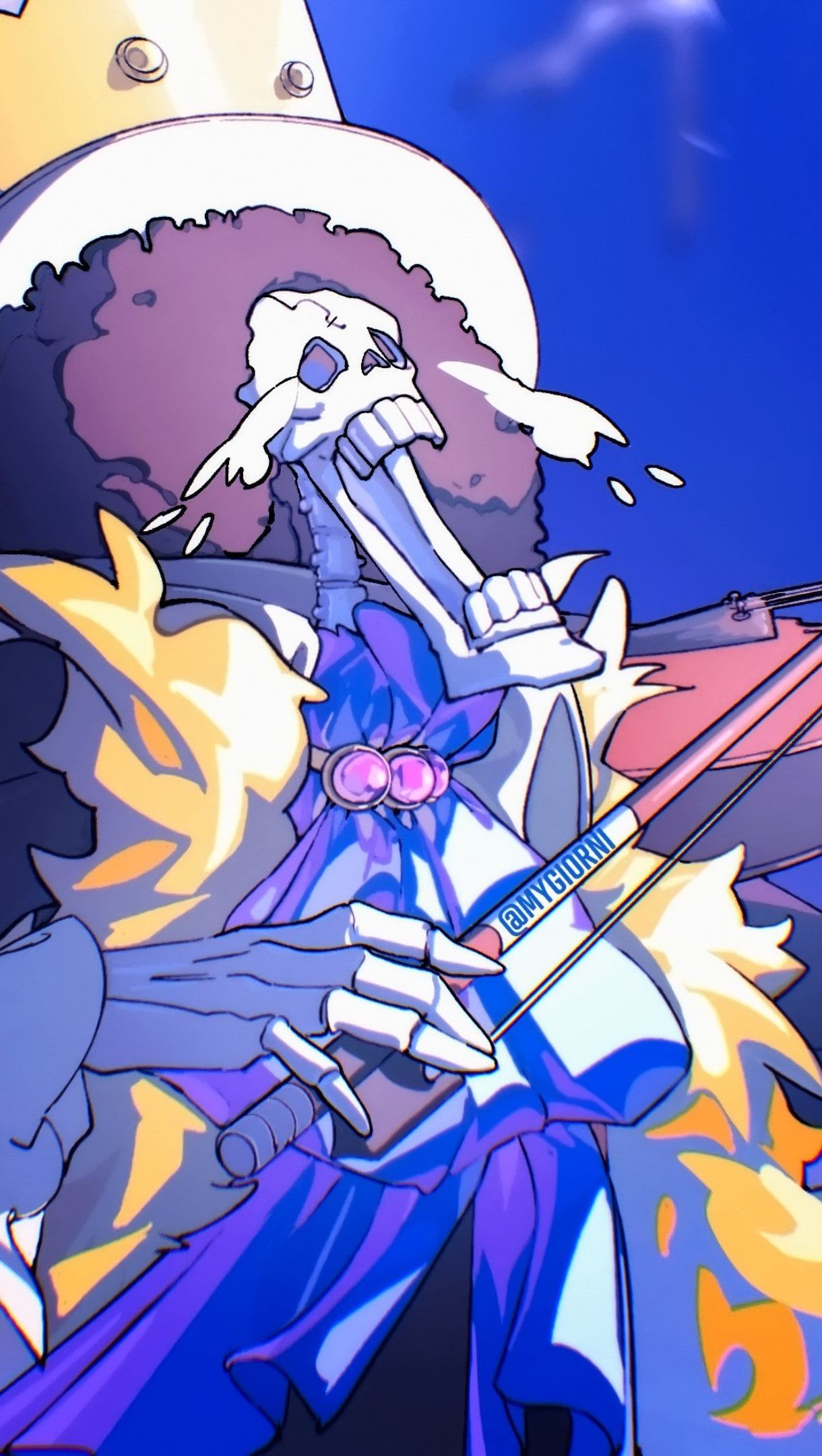 1220x2160 Brook from One Piece Anime Wallpaper 4K for iPhone and Mobile Phone