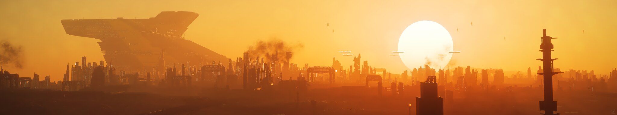 2048x384 Star Citizen: Lorville Sunrise (triple Monitor). In Game Sc