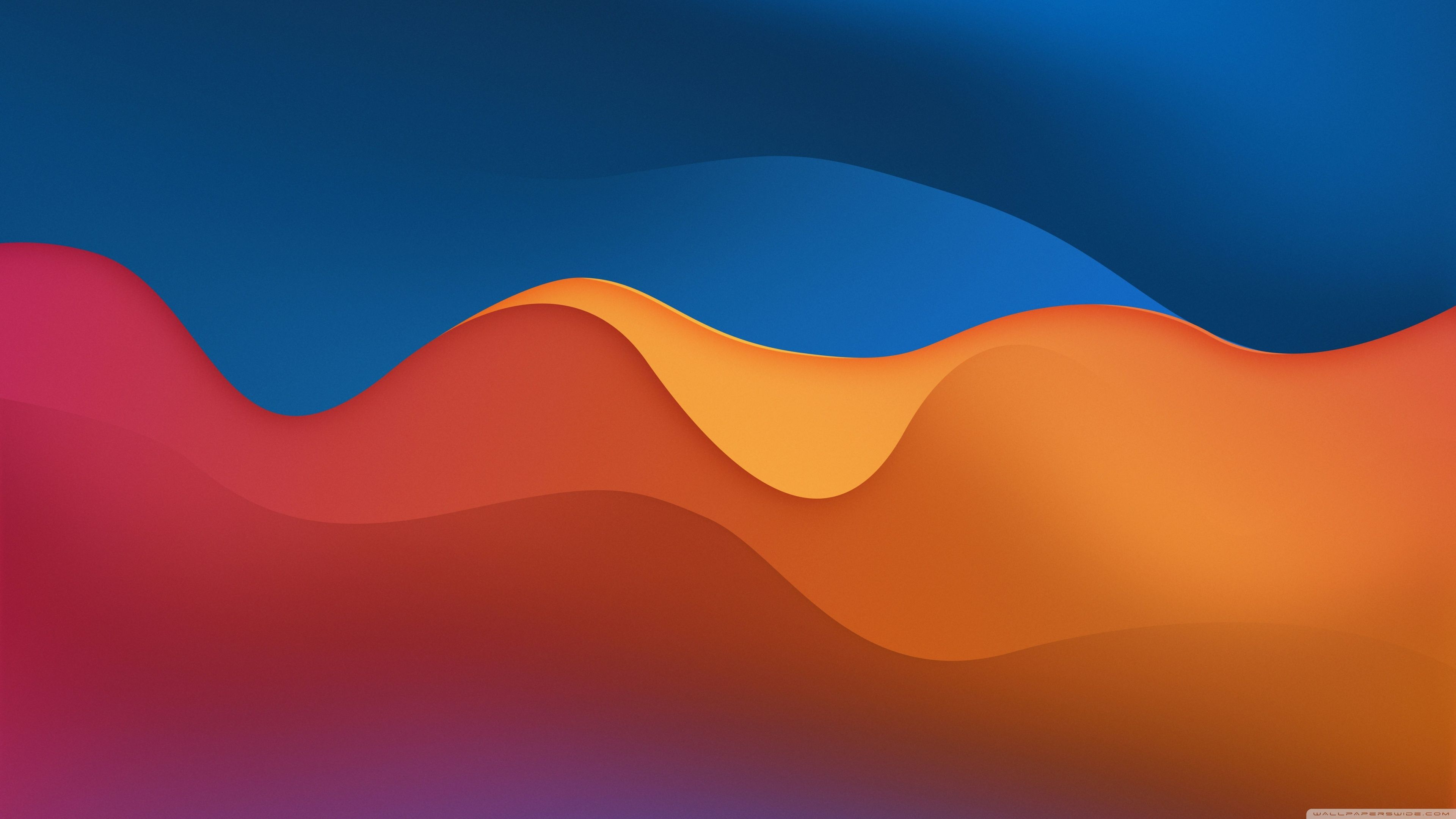 3840x2160 Abstract Orange Blue Pink Wavy Shapes 4K UHD Wallpaper for UltraHD Desktop and TV : Widescreen and UltraWide Display : Dual and Triple Monitor : Smartphone and Tablet Devices