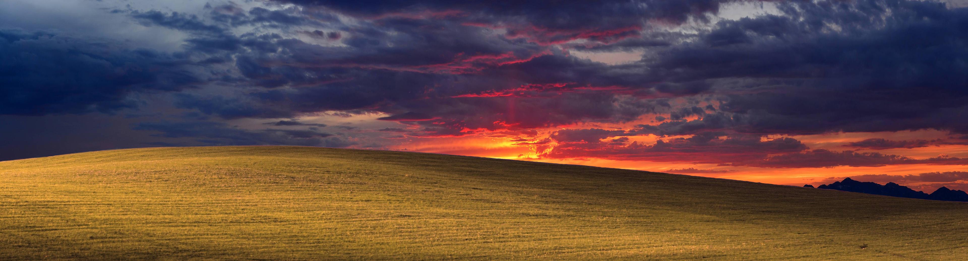 3840x1037 Bliss but a dramatic sunset [3840 x 1080] Triple Monitor Wallpaper