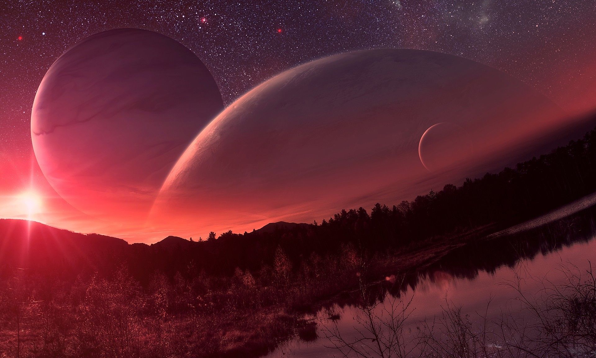 1920x1152 Free stars, sunset Full HD wallpaper for desktop and phone