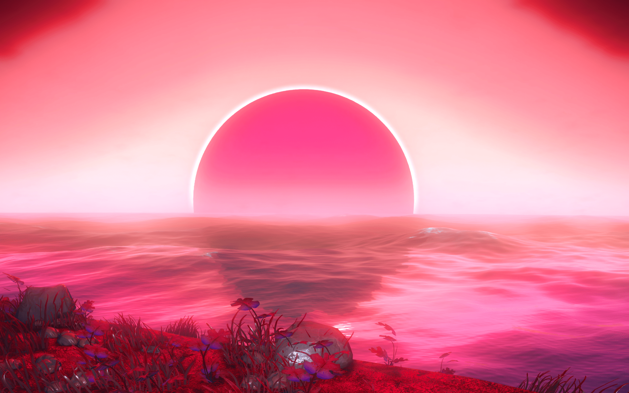 2048x1280 The sunset on a planet I found