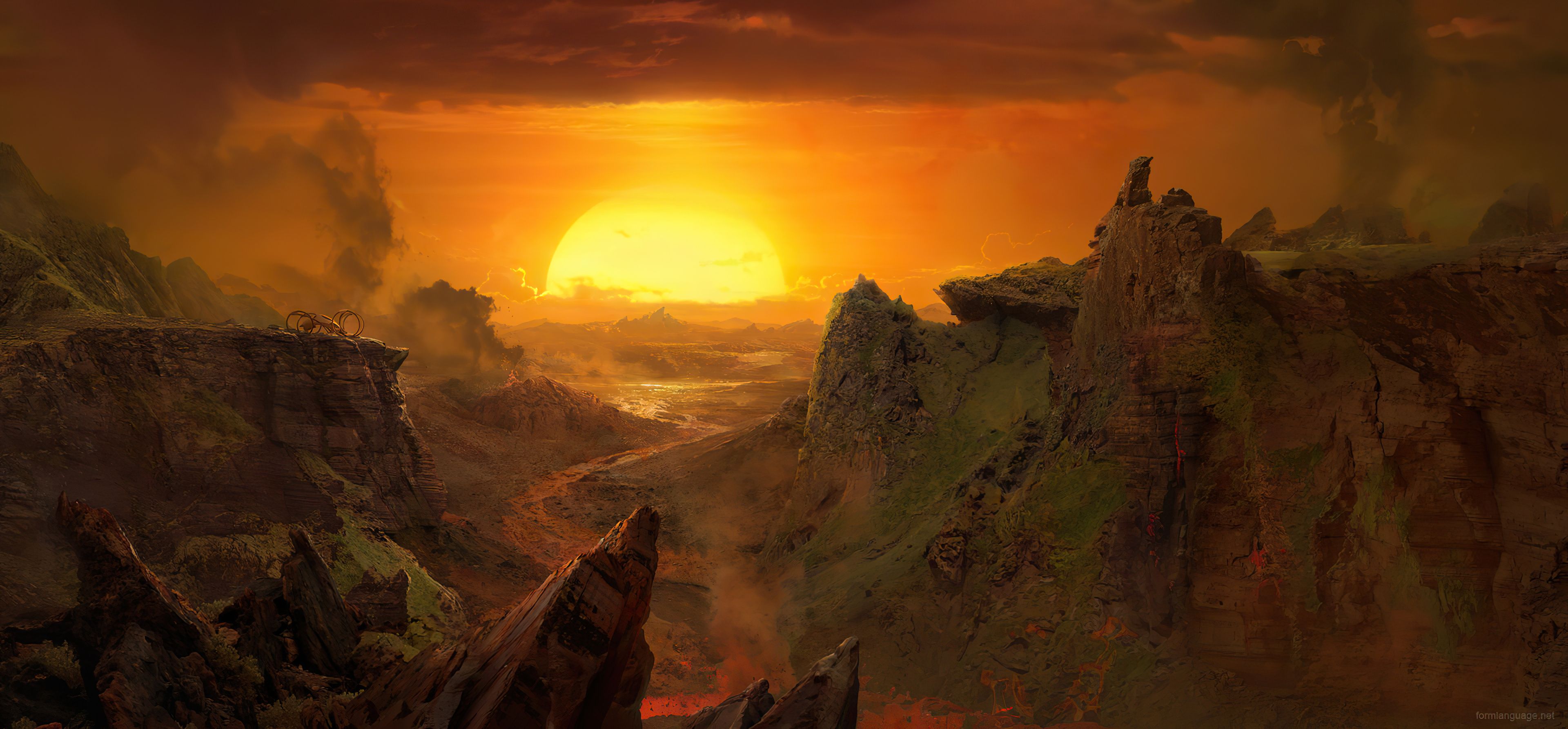 3840x1784 Sunrise On Alien Planet 4k Wallpaper, HD Artist Wallpaper, 4k Wallpaper , Image, Background, Photos and Picture