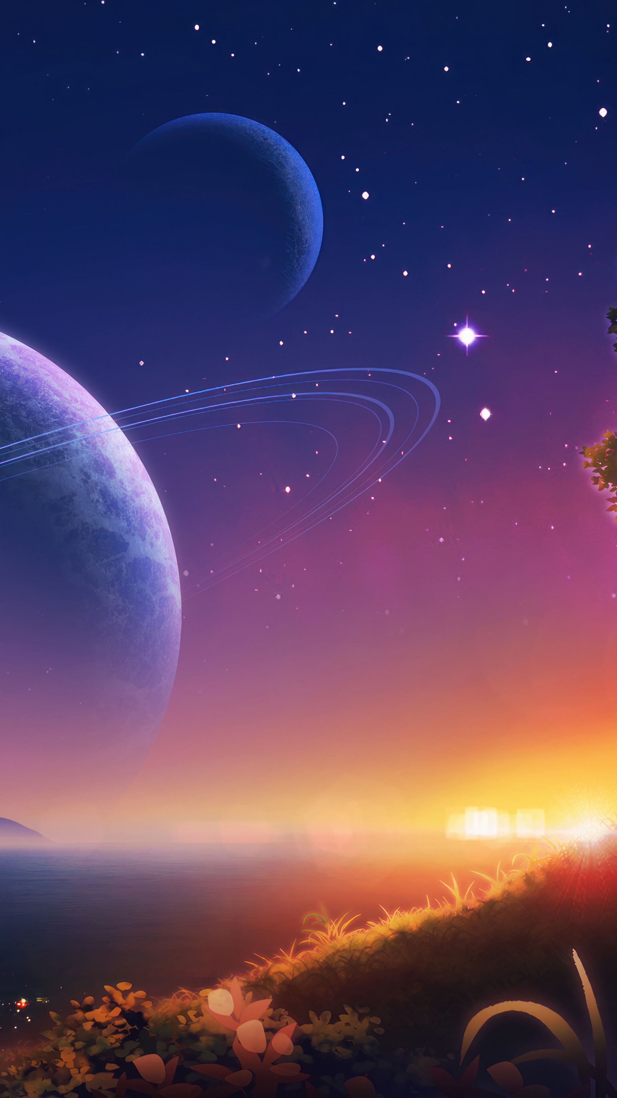 2160x3840 Sunset Starry Sky Planet Scenery 4K Wallpaper iPhone HD Phone k