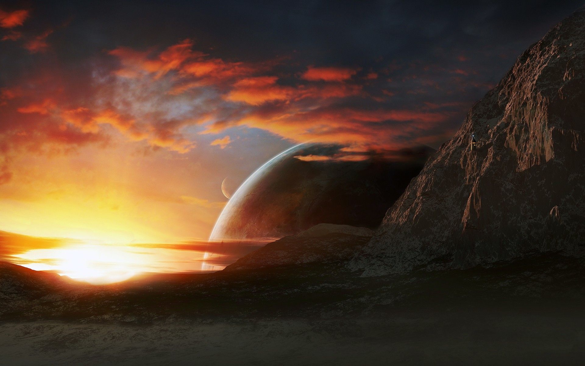 1920x1200 Cosmic Sunset Sky And