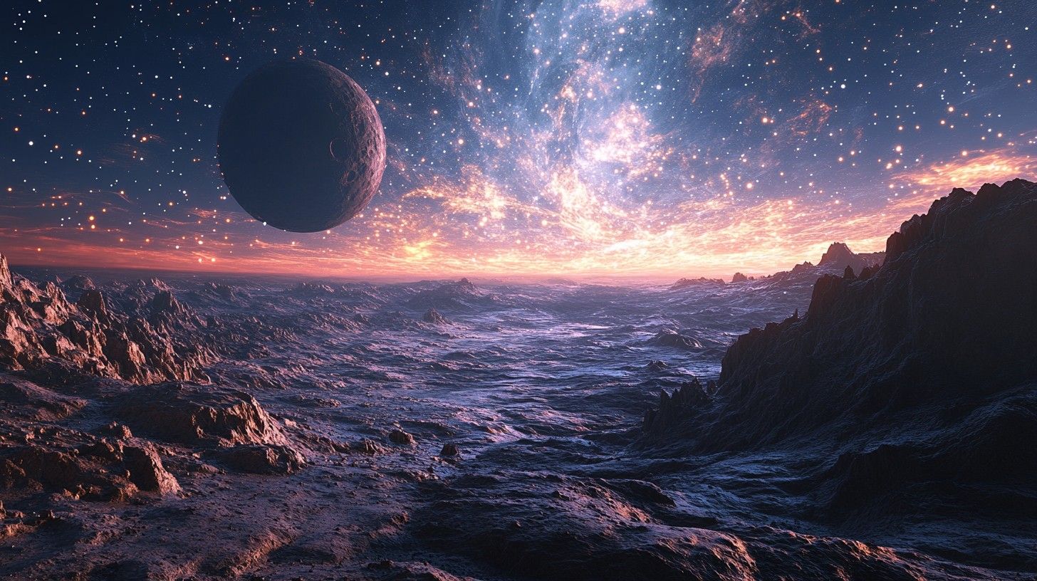1456x816 Download Alien sunset vista Image, Sunset, Space
