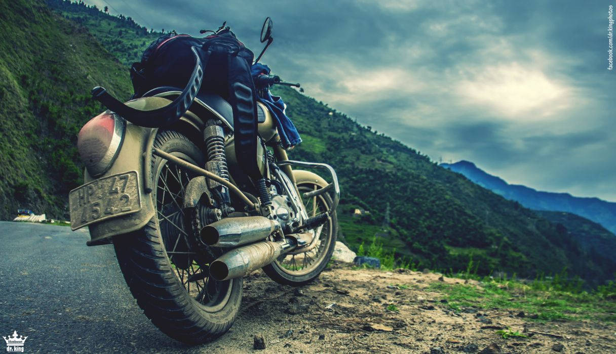 1216x700 Download Motorcycle Over Nature Scenery Wallpaper