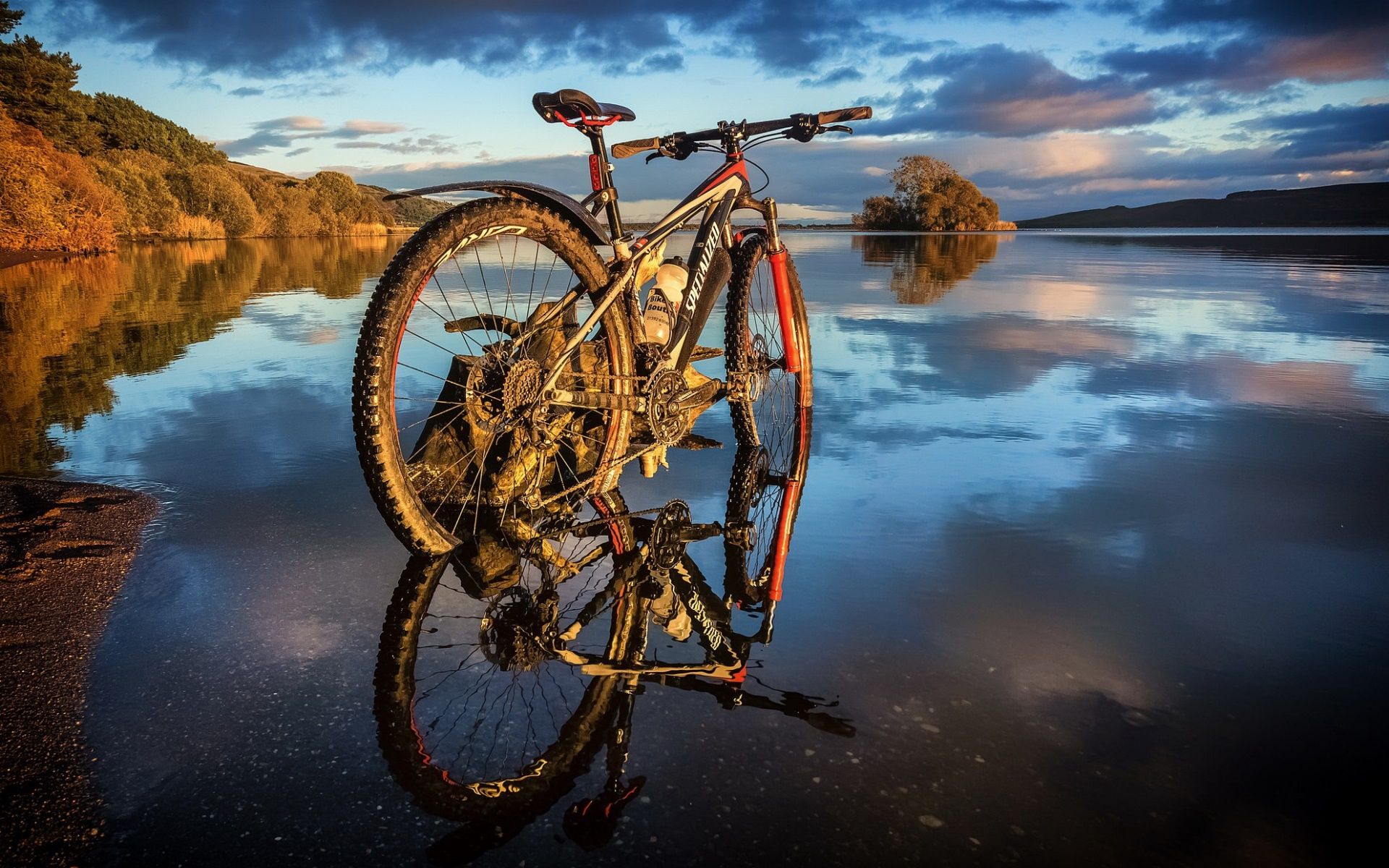 1920x1200 bicycle, Water, Landscape, Reflection, Nature Wallpaper HD / Desktop and Mobile Background