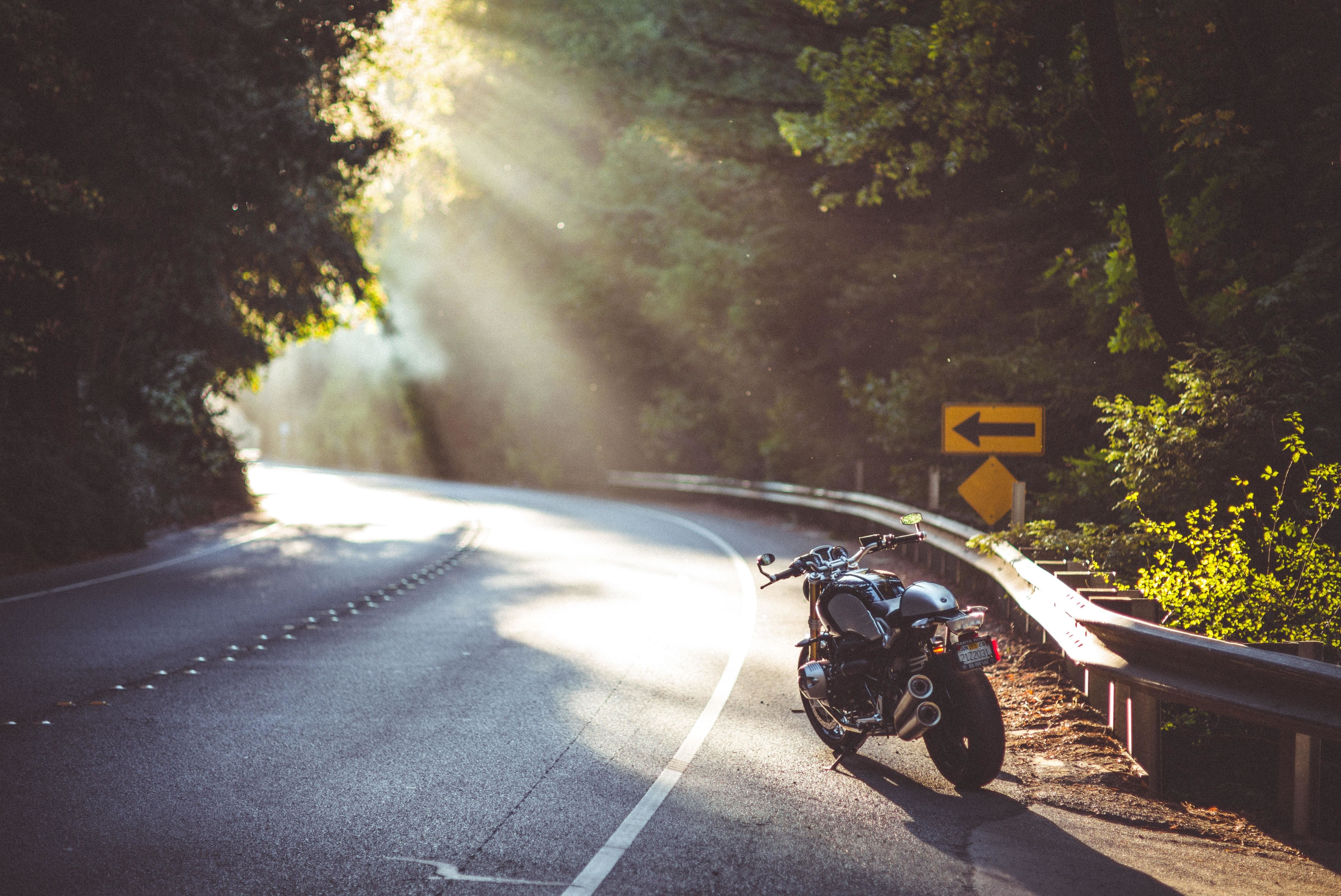 5513x3683 Wallpaper Black Motorcycle on Road During Daytime, Background Free Image