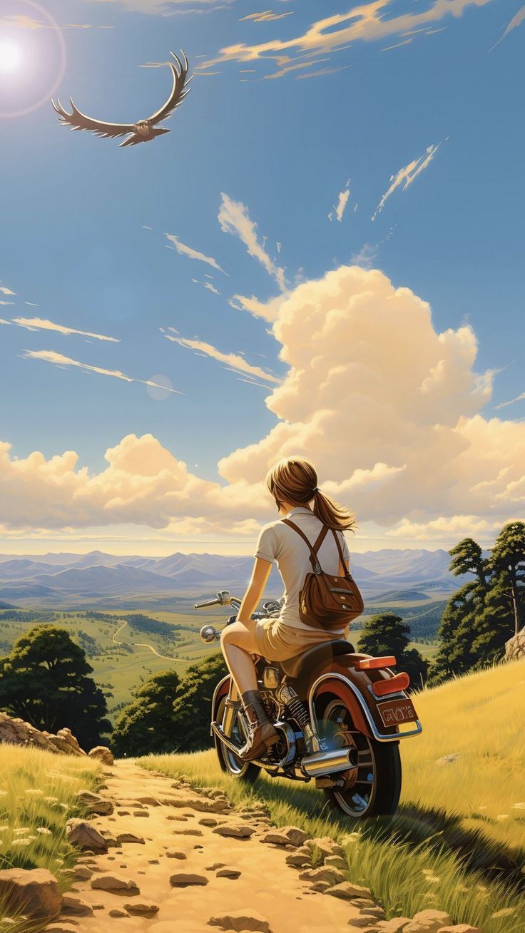 736x1308 Wallpaper nature, road, motor bike, motorcycle, girl, Nature 4K by ♤CRISTIAN♧¿. Download wallpaper nature, road, motor bike, motorcycle, girl for free