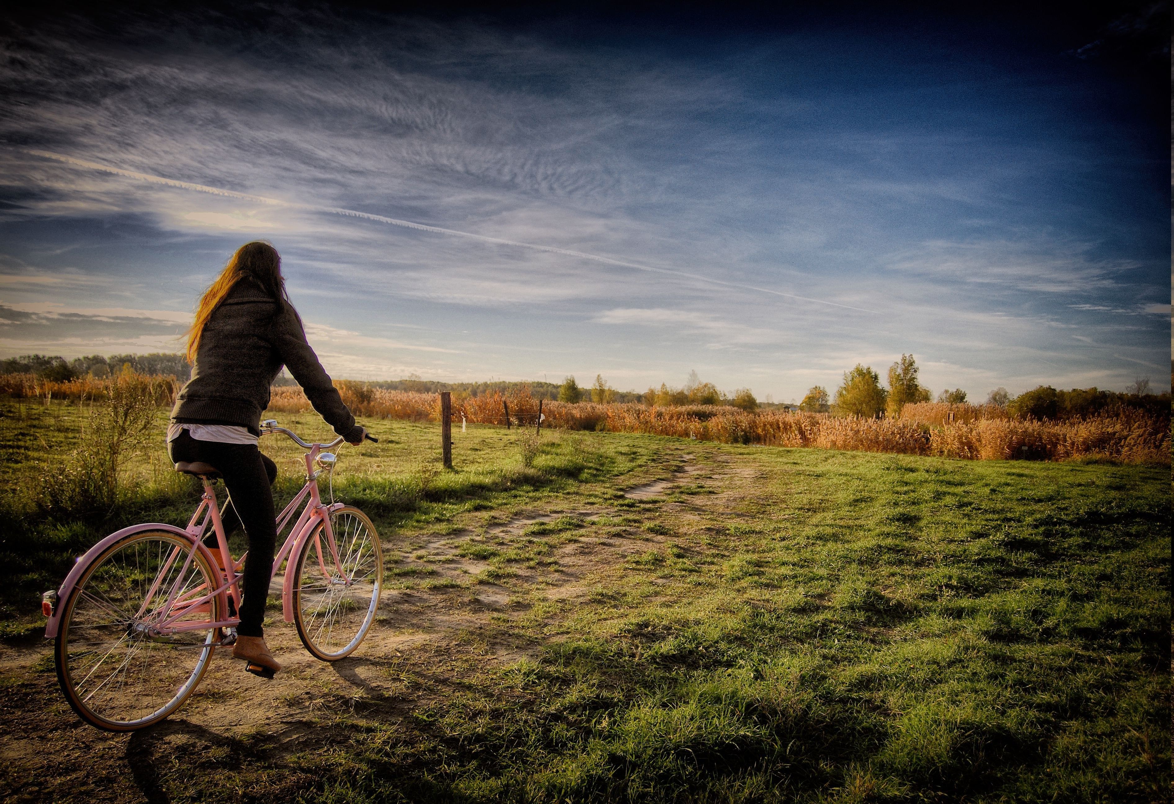 3785x2592 women, Bicycle, Landscape Wallpaper HD / Desktop and Mobile Background