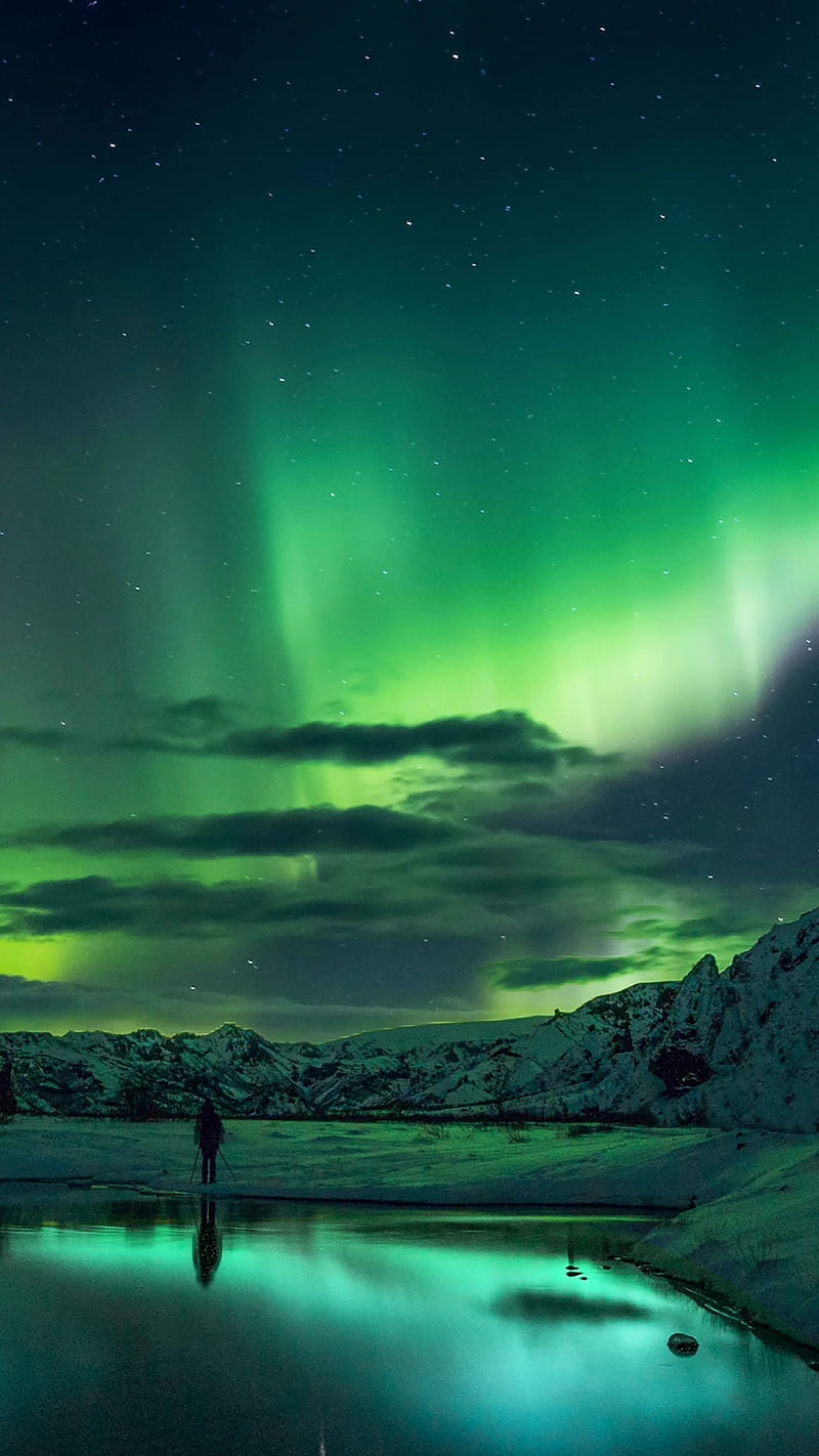 800x1422 North Sky, Moving, dark, glow, green, lights, HD phone wallpaper