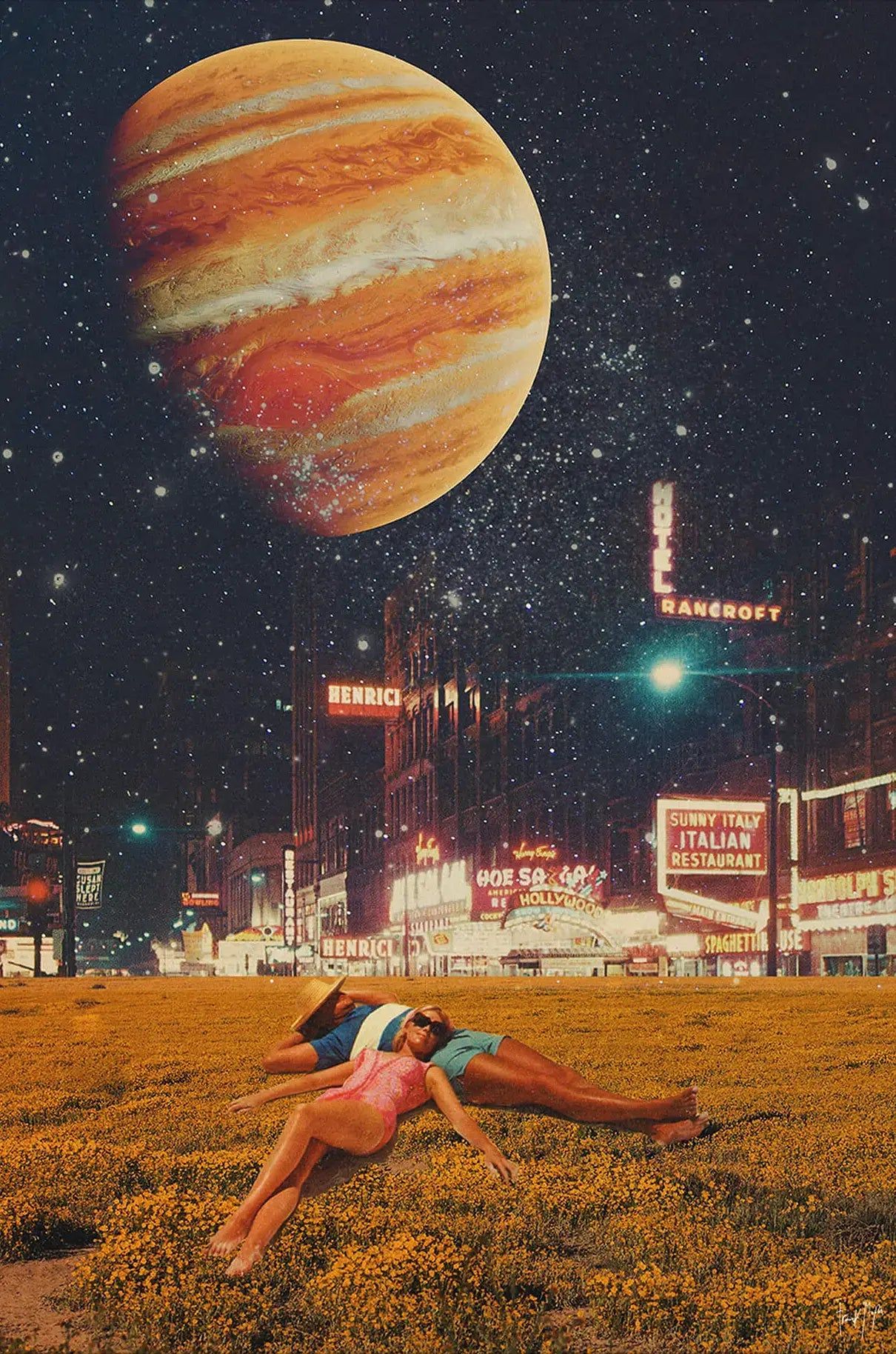 1210x1828 Retro Future City Space Collage. BIG Wall Décor
