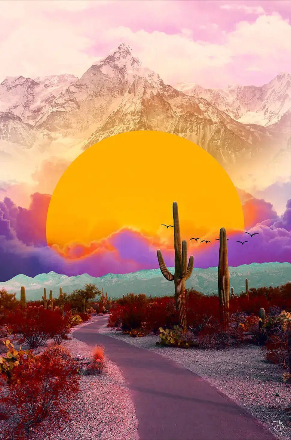968x1462 Surreal Desert Mountain Sunset. BIG Wall Décor
