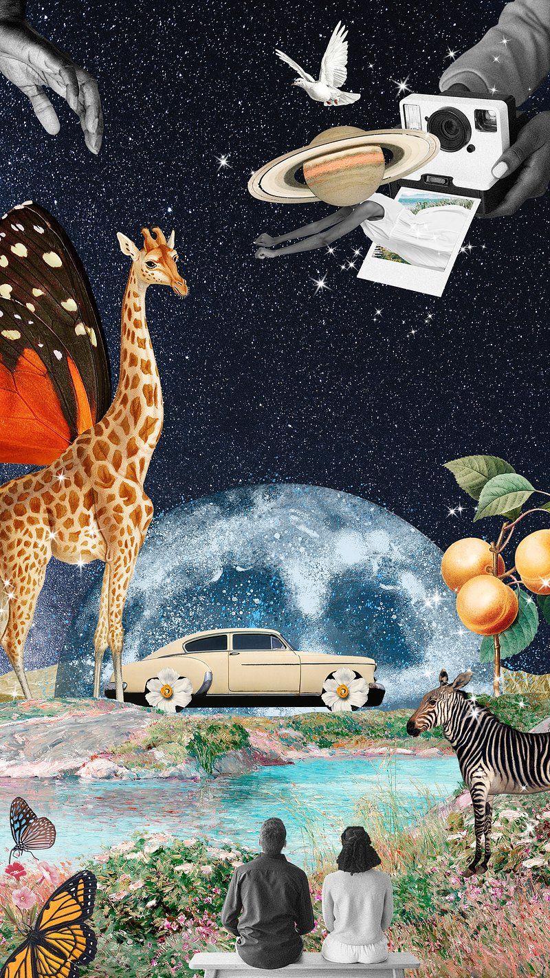 800x1422 Aesthetic galaxy collage phone wallpaper. Premium Photo Illustration