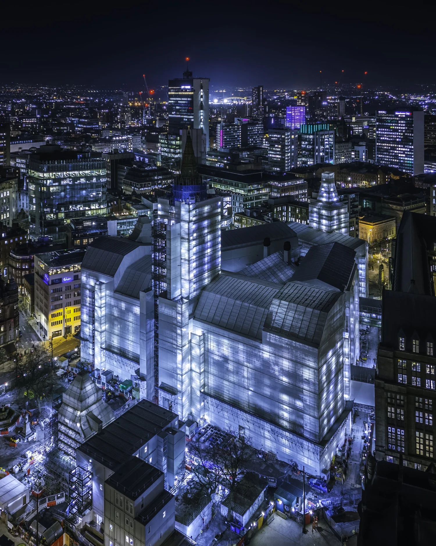 1500x1875 Manchester Town Hall At Night. Aerial Photography. Prints. Andy Mallins Photography. Buy Photographic and Poster Prints