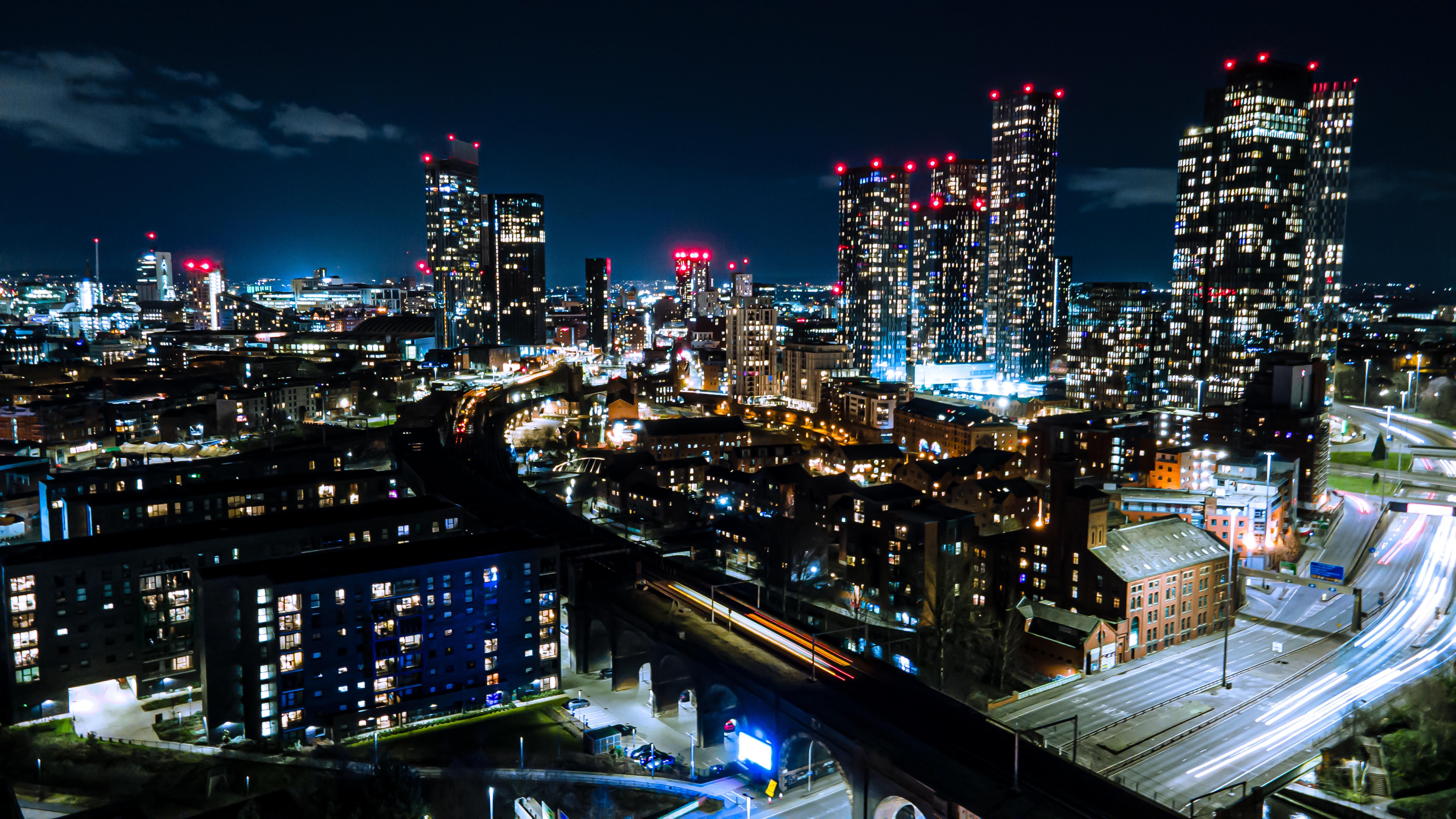 8000x4500 Night drone shot of MCR