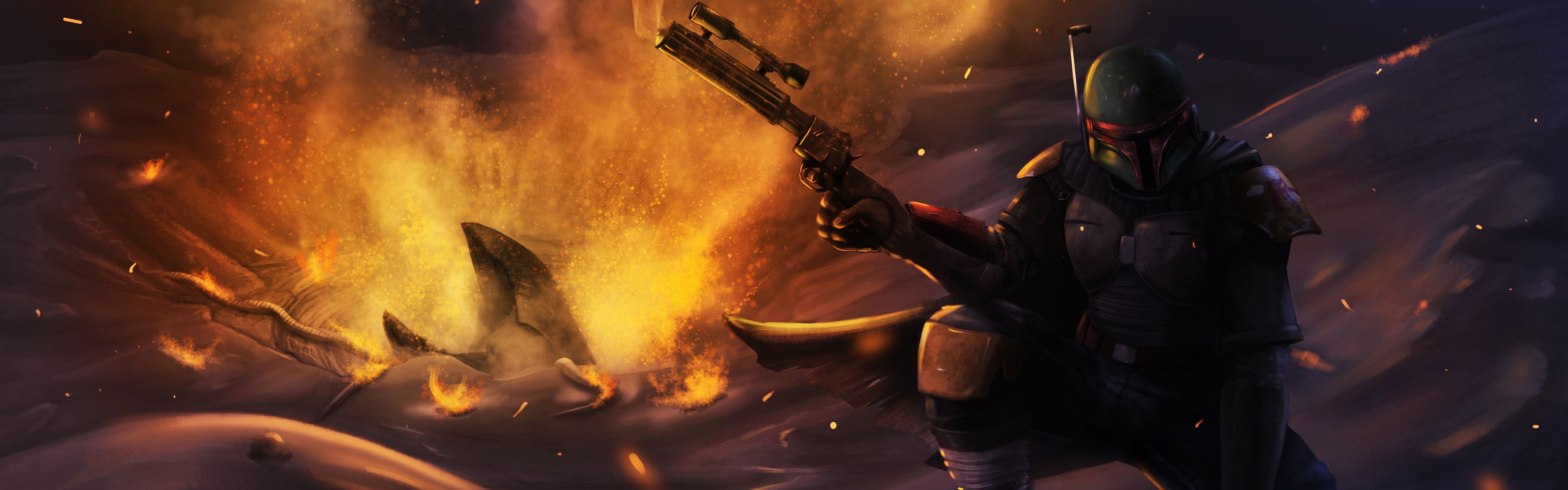 3840x1200 Wallpaper Star Wars, warrior, gun, art picture 5120x2880 UHD 5K Picture, Image
