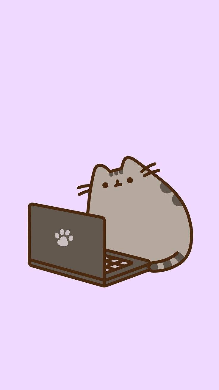 736x1308 Pusheen At Computer Wallpaper!!!