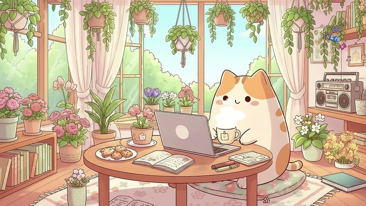 1280x720 Pusheen Spring Study Aesthetic