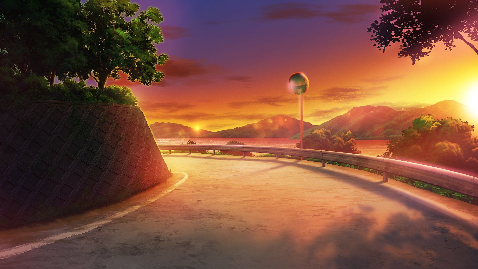 1920x1080 Sunset Road HD Wallpaper